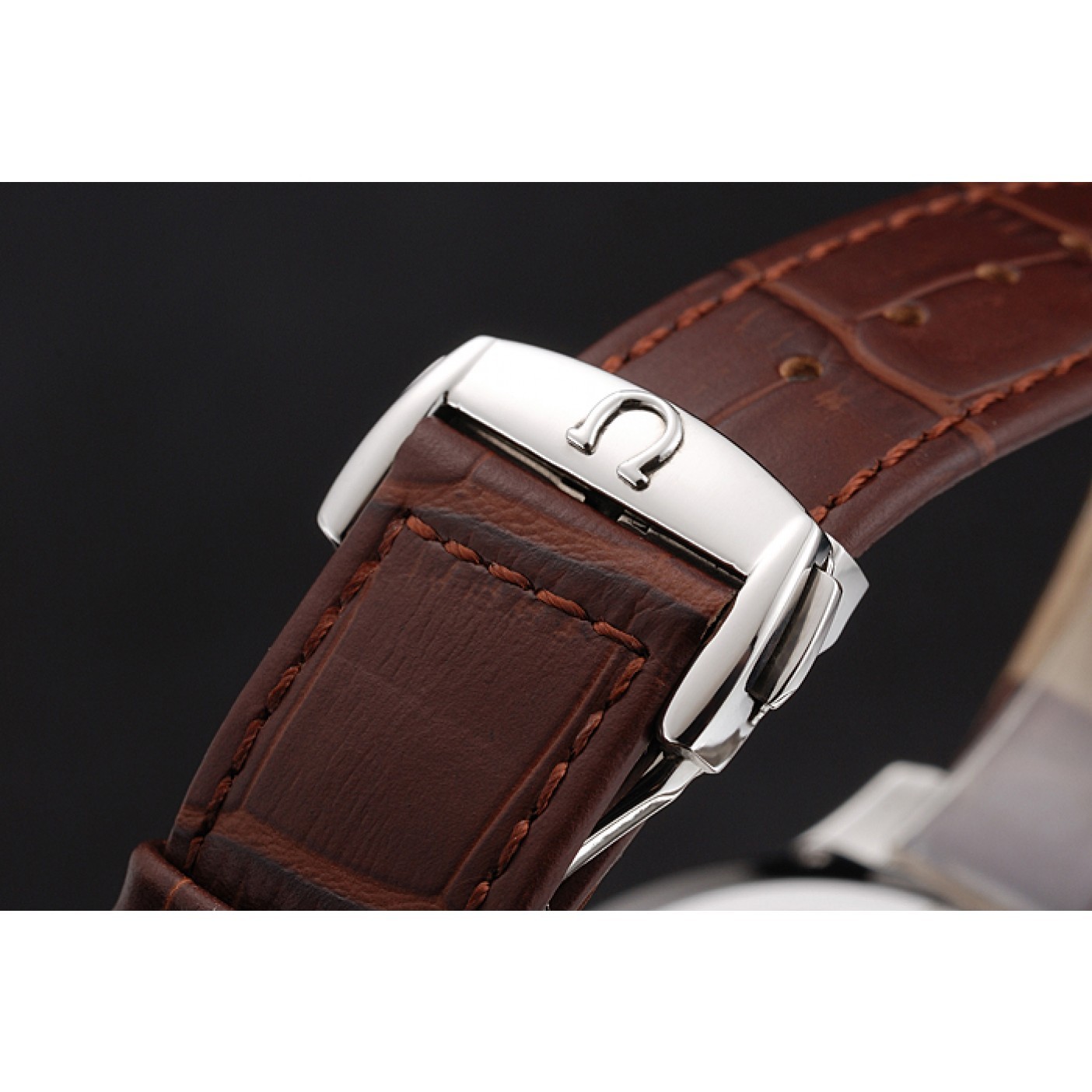 Omega DeVille Silver Bezel with White Dial and Brown Leather Strap 621566