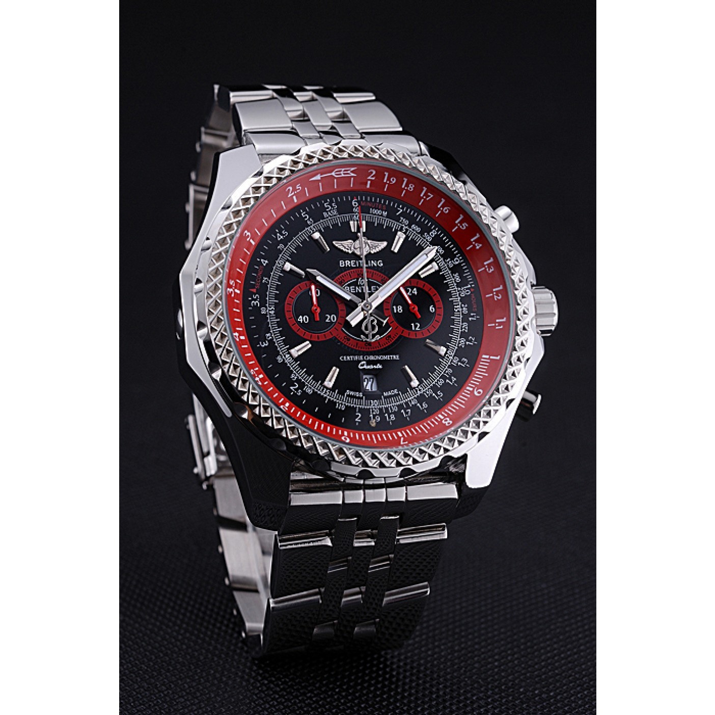 Breilting Bentley Supersports Black And Red Dial Stainless Steel Bracelet 622521