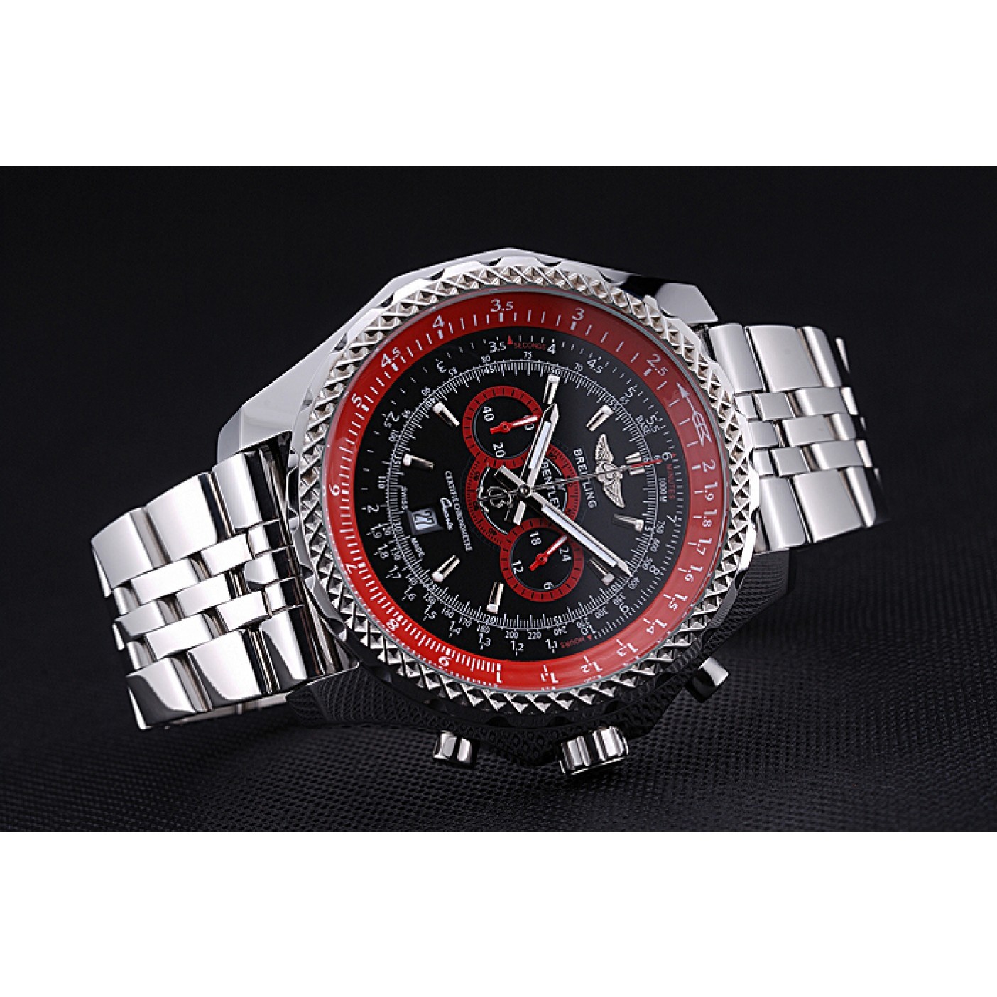 Breilting Bentley Supersports Black And Red Dial Stainless Steel Bracelet 622521