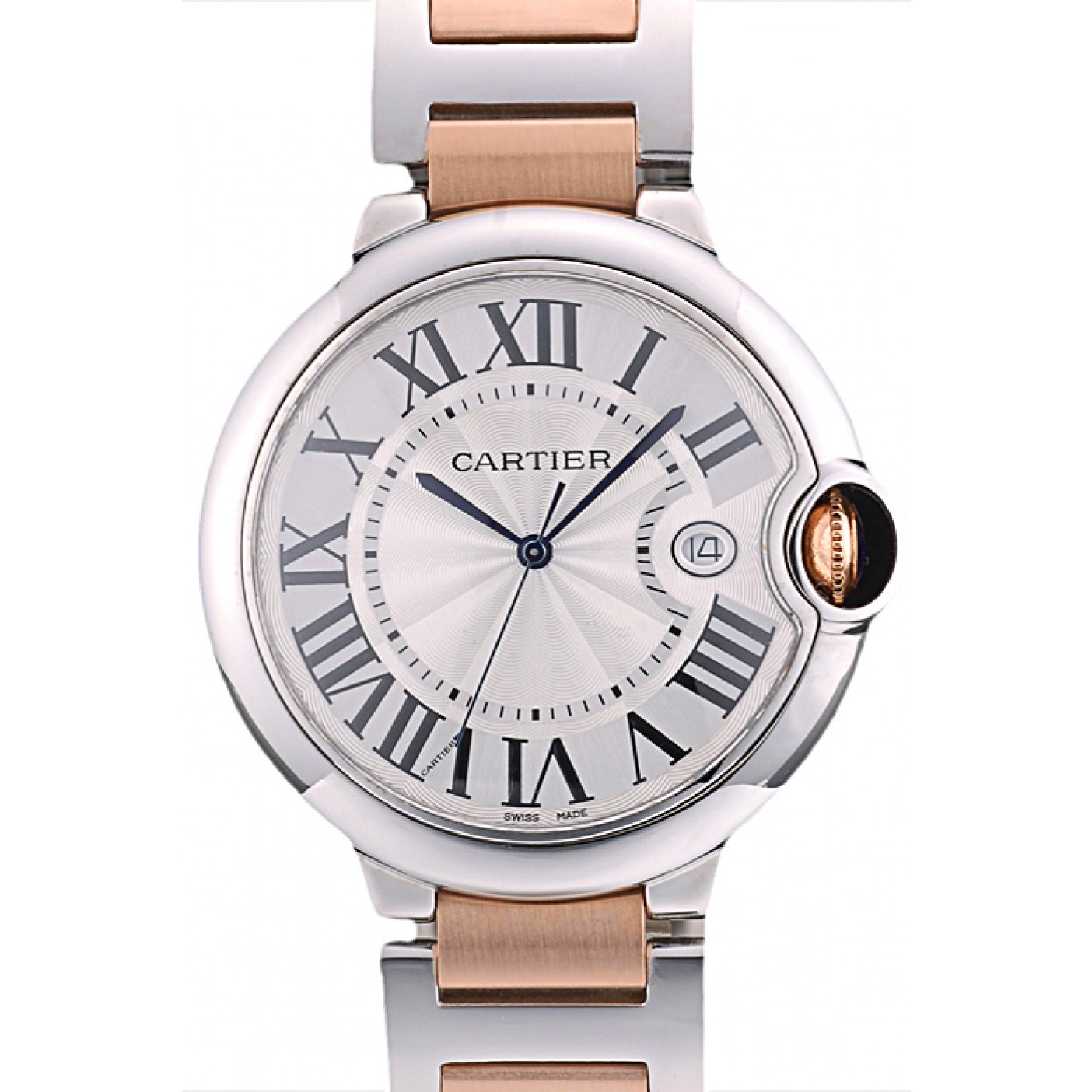 Cartier Ballon Bleu 42mm White Dial Stainless Steel Case Two Tone Rose Gold Bracelet