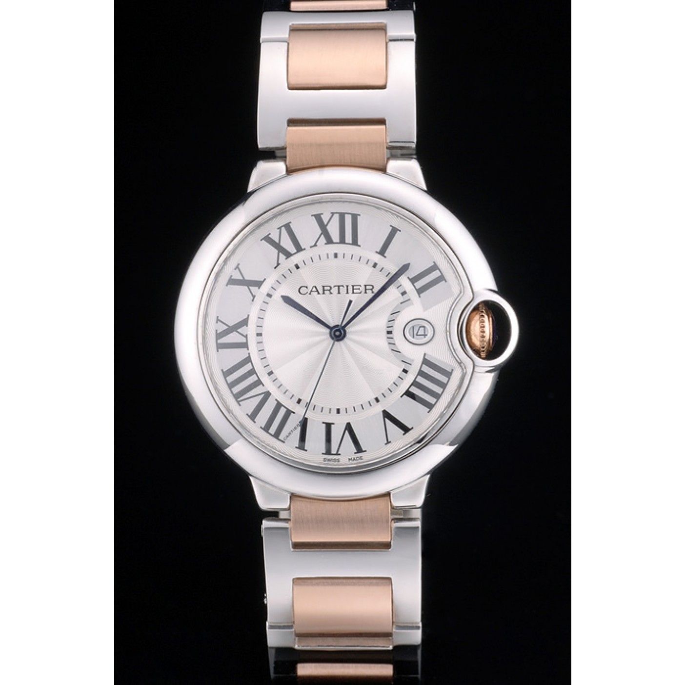 Cartier Ballon Bleu 42mm White Dial Stainless Steel Case Two Tone Rose Gold Bracelet