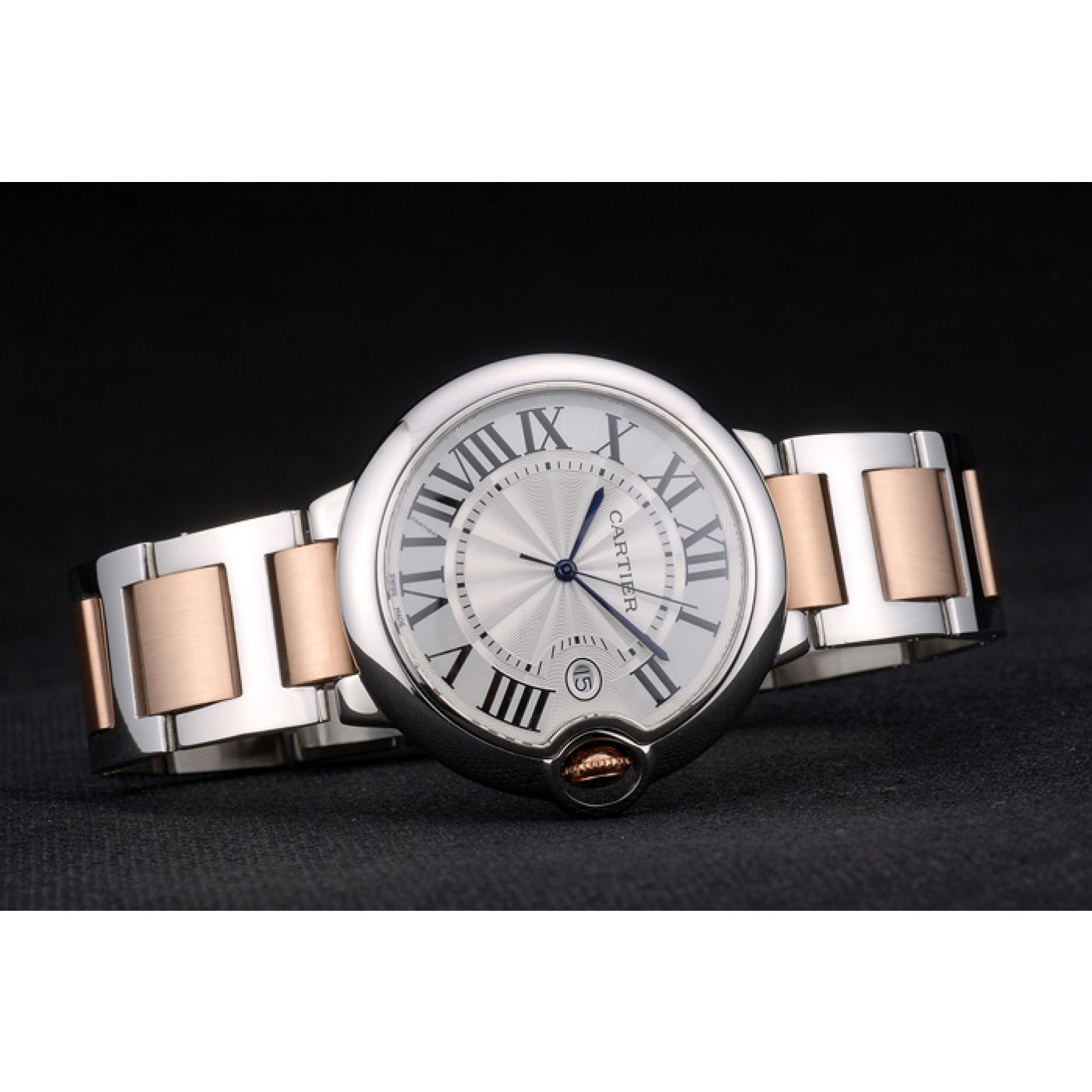 Cartier Ballon Bleu 42mm White Dial Stainless Steel Case Two Tone Rose Gold Bracelet