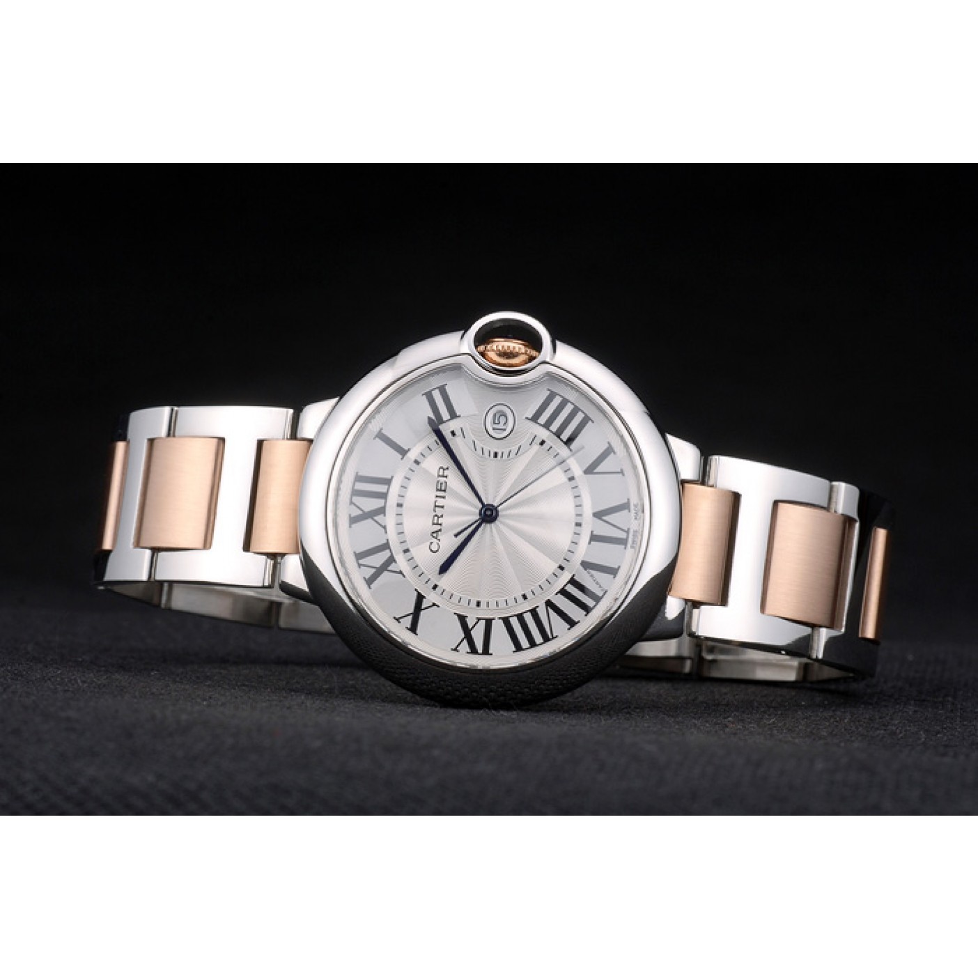 Cartier Ballon Bleu 42mm White Dial Stainless Steel Case Two Tone Rose Gold Bracelet