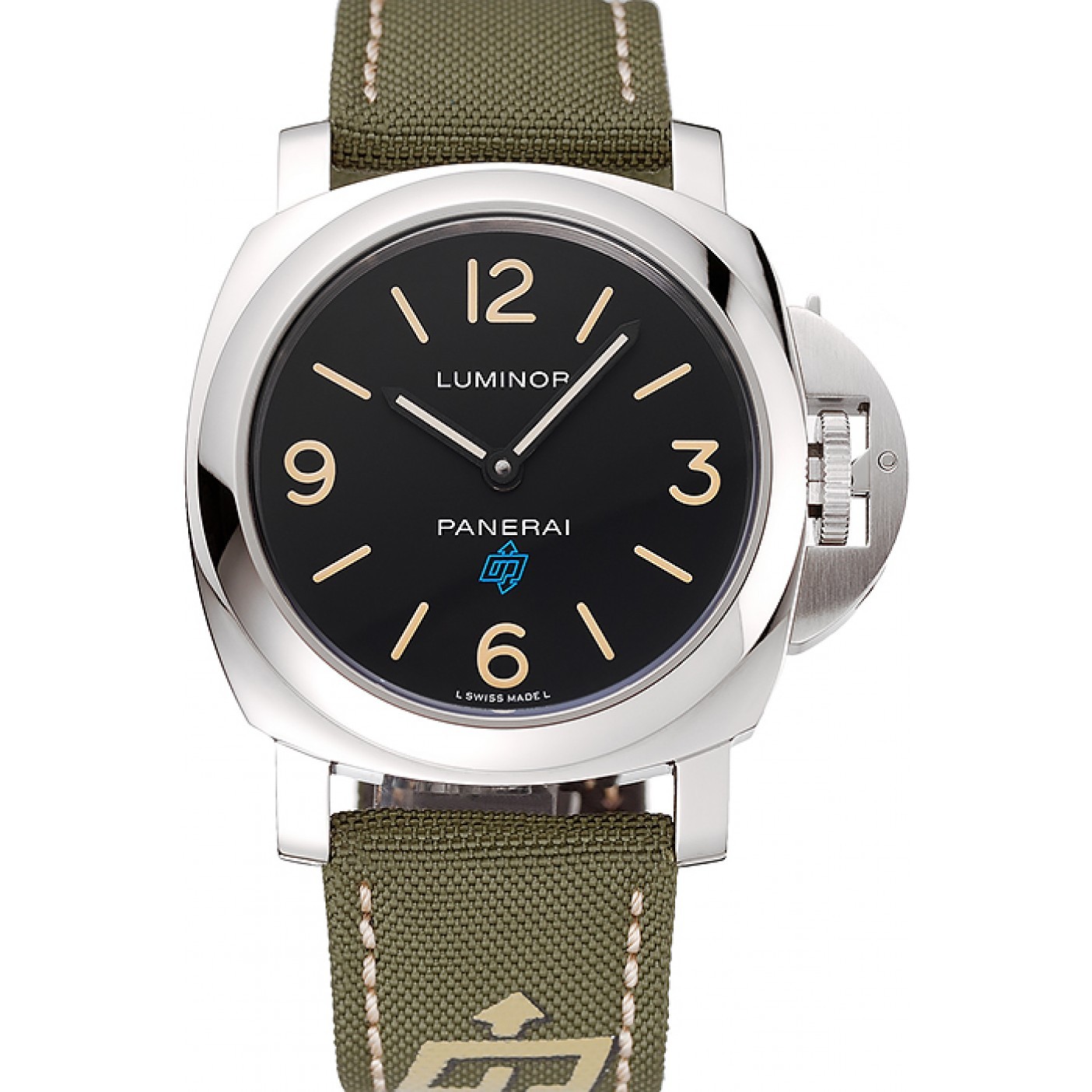 Panerai Luminor Base Logo Acciaio Black Dial Green Bracelet 1454013