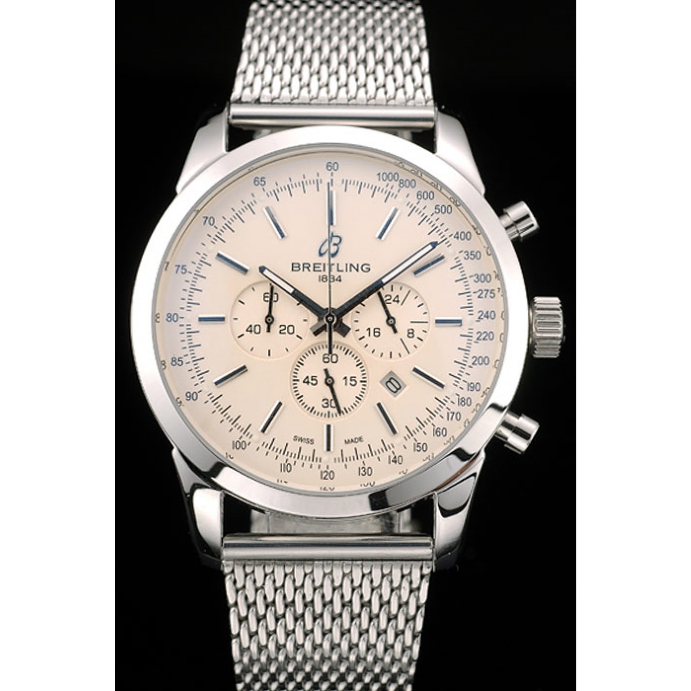 Breitling Transocean Stainless Steel Case Light Yellow Dial