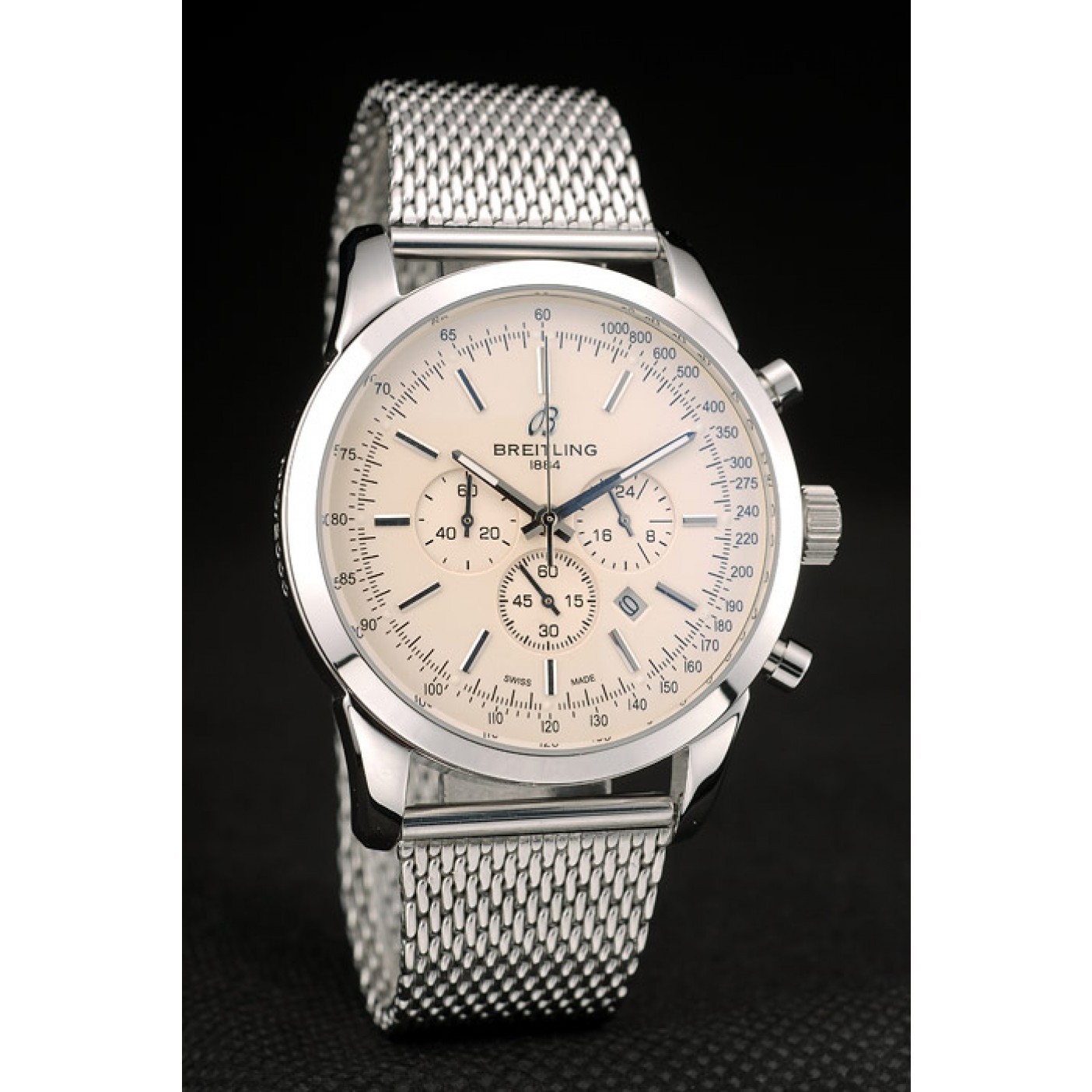 Breitling Transocean Stainless Steel Case Light Yellow Dial