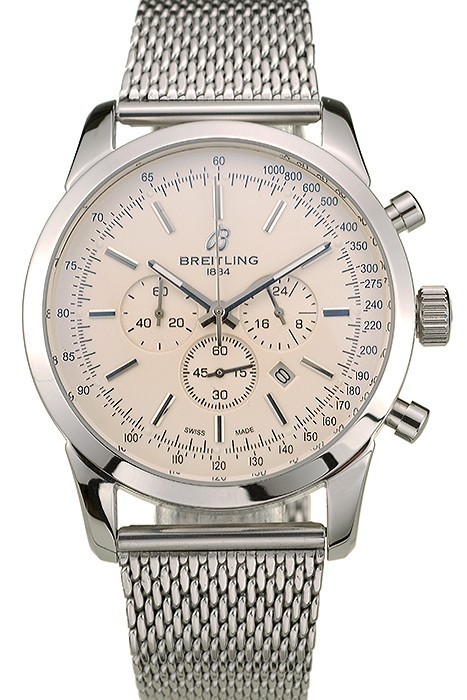 Breitling Transocean Stainless Steel Case Light Yellow Dial