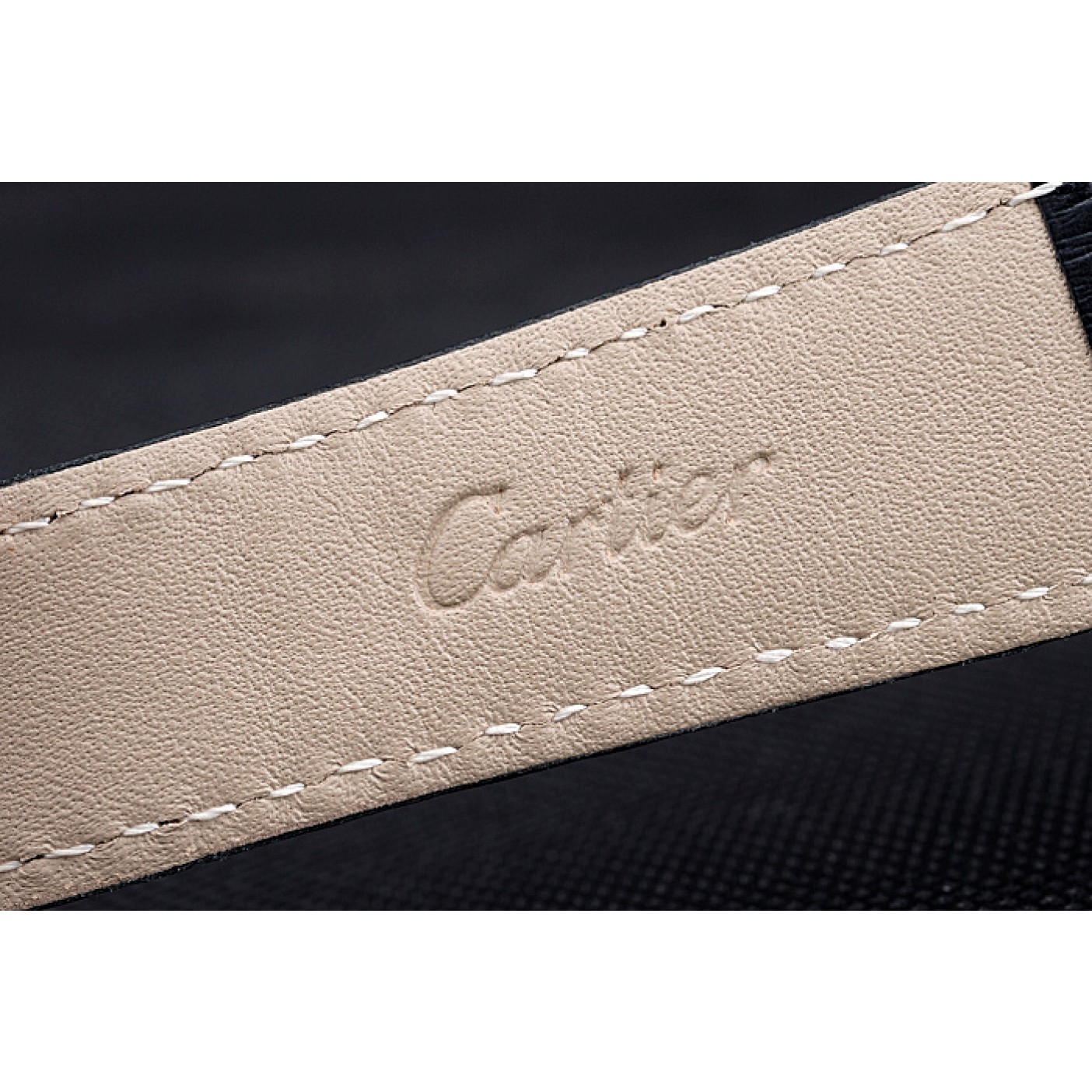 Fake Cartier Ronde Louis White Dial Black Leather Strap 621977