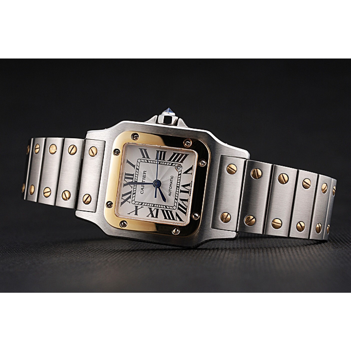 Fake Swiss Cartier Santos De Cartier Galbeee Yellow Gold and Steel Case Steel Bracelet Small 622644