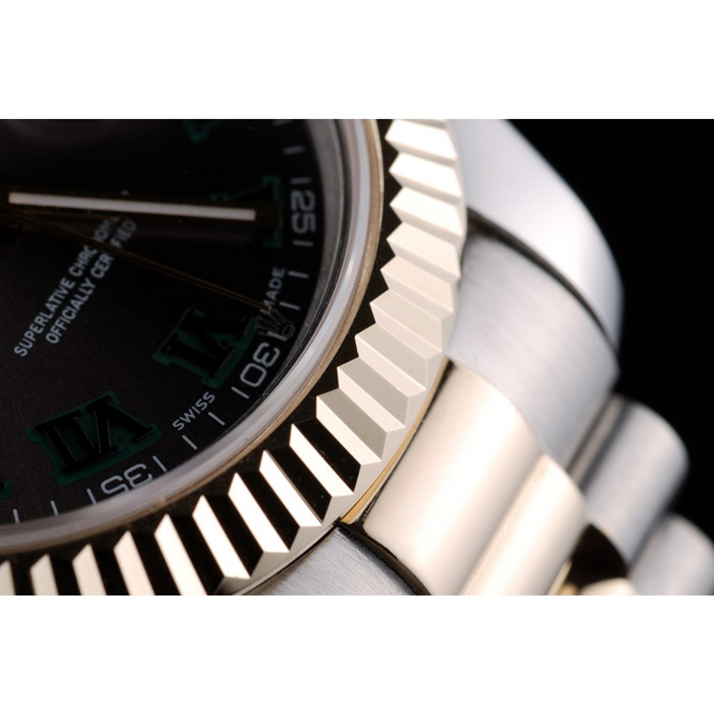 Rolex Swiss DayDate Gold Stainless Steel Ribbed Bezel Grey Dial 41909