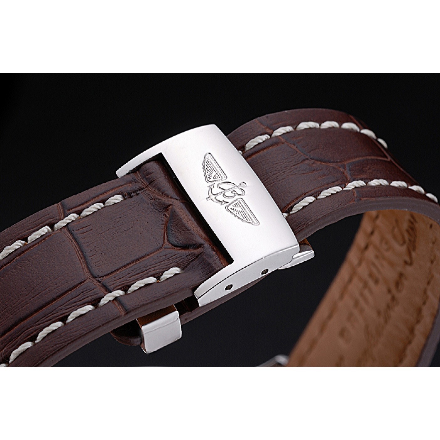 Breitling Transocean Chronograph White Dial Stainless Steel Case Brown Leather Bracelet 622243