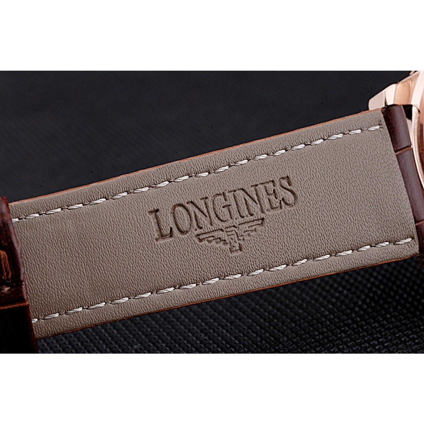 Longines Column Wheel White Dial Gold Case Brown Leather Strap