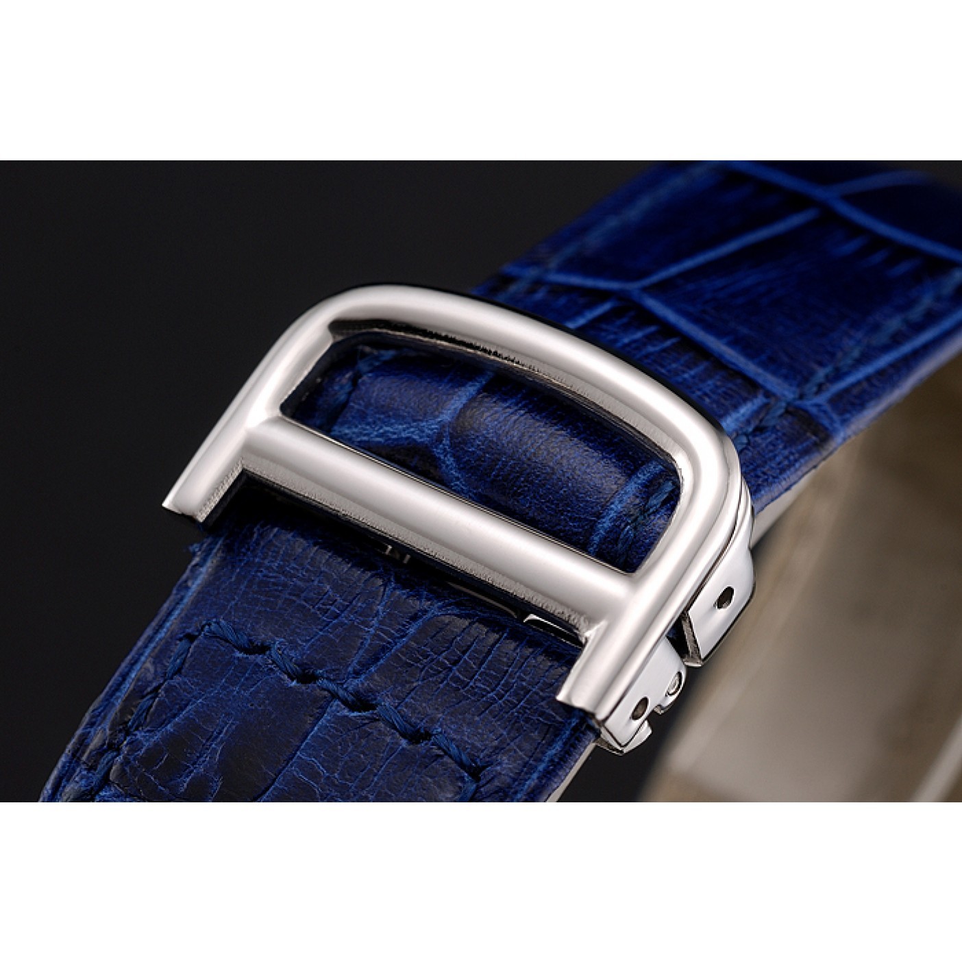 Cartier Ronde Solo White Dial Diamond Hour Marks Stainless Steel Case Blue Leather Strap