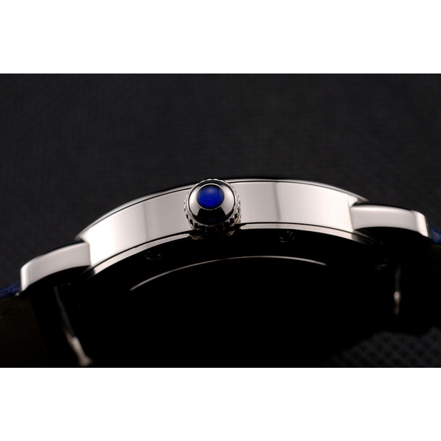 Cartier Ronde Solo White Dial Diamond Hour Marks Stainless Steel Case Blue Leather Strap