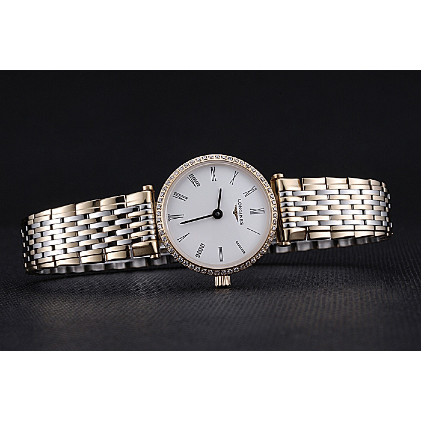 Longines La Grande Classique Two Tone Band White Dial Diamond Bezel Femme 622104