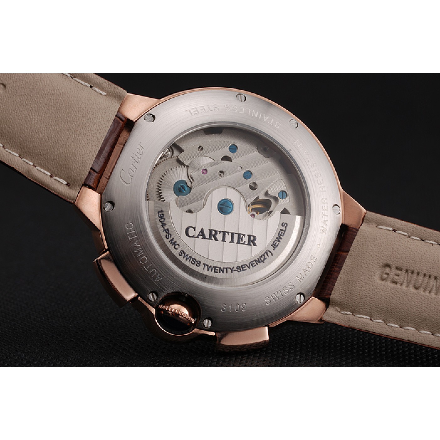 Cartier Ballon Bleu Flying Tourbillon Chronograph White Dial Rose Gold Case Brown Leather Strap