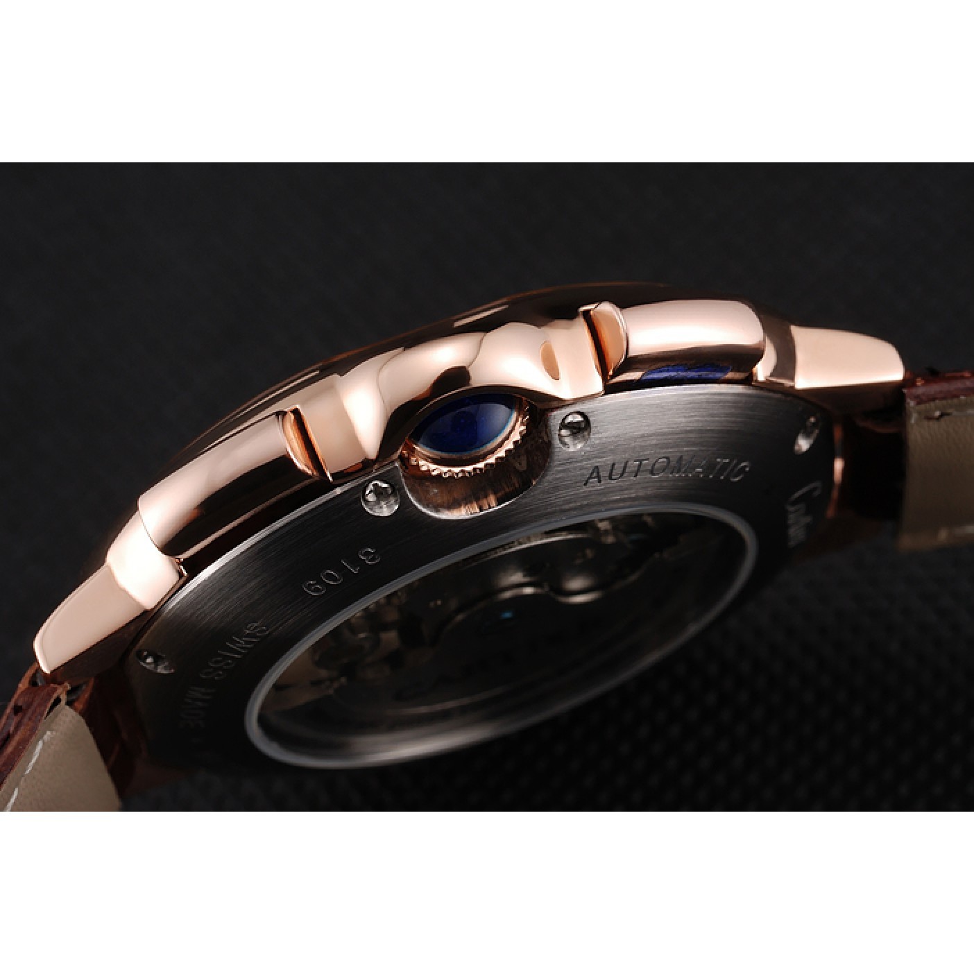 Cartier Ballon Bleu Flying Tourbillon Chronograph White Dial Rose Gold Case Brown Leather Strap