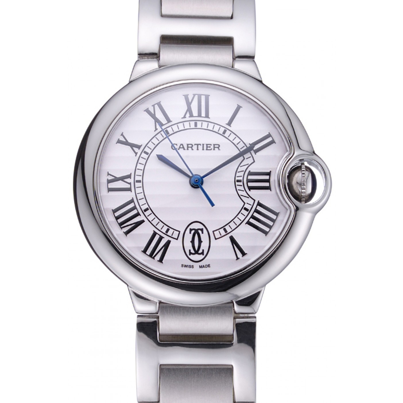 Swiss Cartier Ballon Bleu de Cartier White Dial Roman Numerals Stainless Steel Bracelet 622555