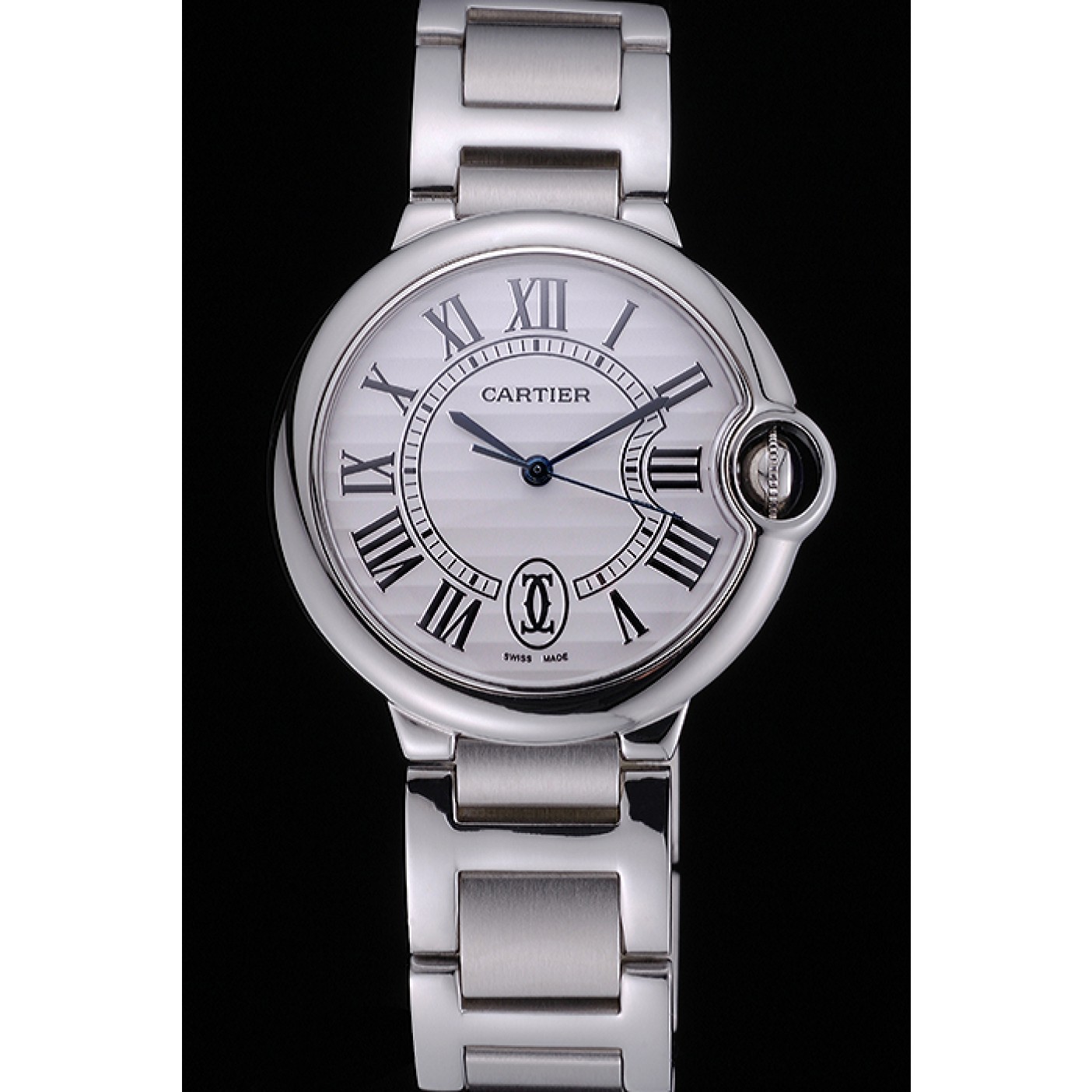 Swiss Cartier Ballon Bleu de Cartier White Dial Roman Numerals Stainless Steel Bracelet 622555