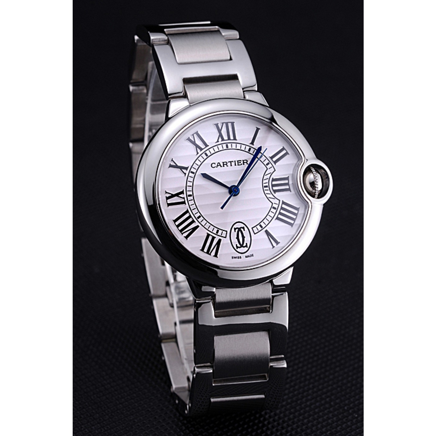 Swiss Cartier Ballon Bleu de Cartier White Dial Roman Numerals Stainless Steel Bracelet 622555