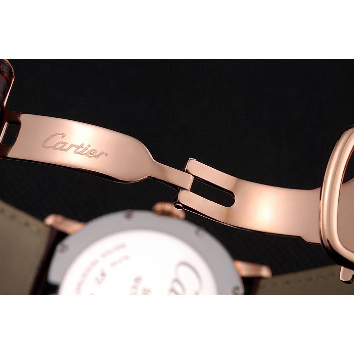 Cartier Ronde Solo Brown Dial Diamond Hour Marks And Bezel Rose Gold Case Brown Leather Strap