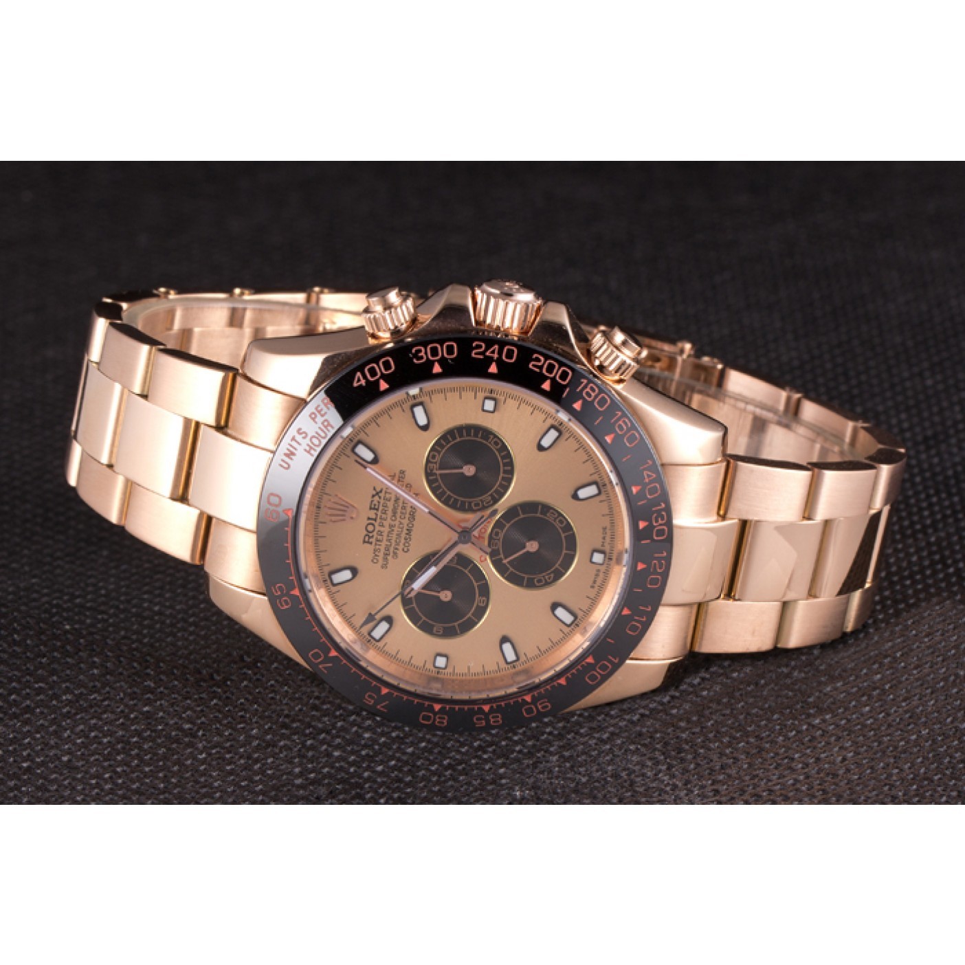 Rolex Daytona Ion Plated Tachymeter Rose Gold Strap Rose Gold Dial 80244