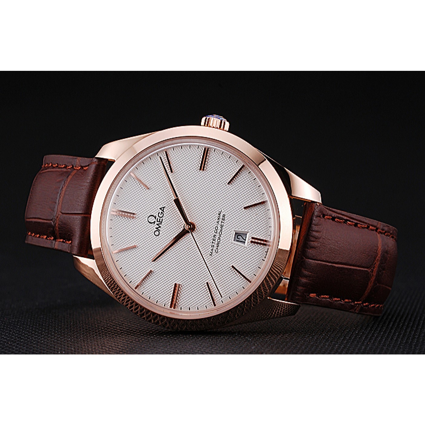 Swiss Omega DeVille Tresor White Dial Gold Case Brown Leather Strap 622846