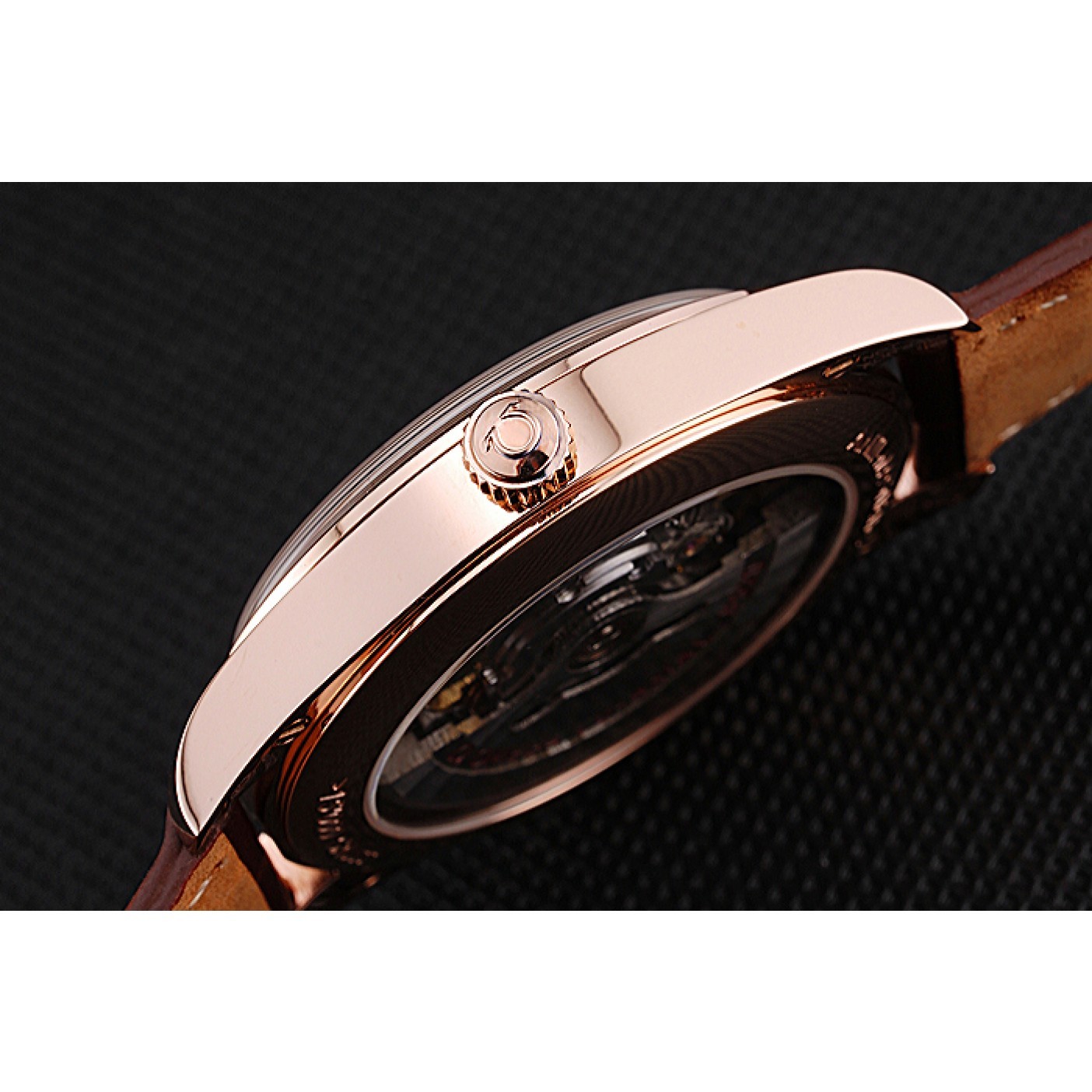 Swiss Omega DeVille Tresor White Dial Gold Case Brown Leather Strap 622846