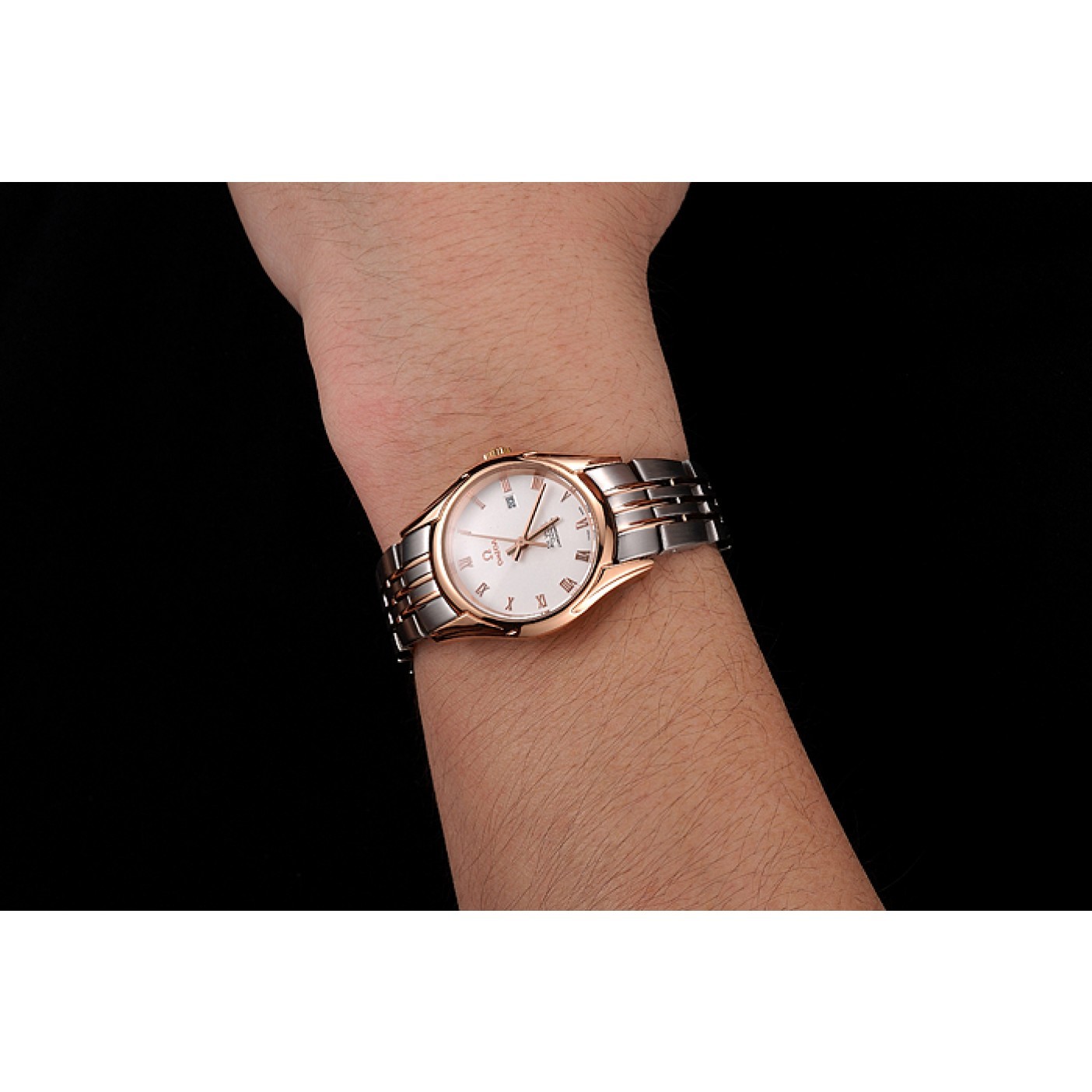 Omega De Ville Ladies White Dial Rose Gold Case Two Tone Bracelet 1453782