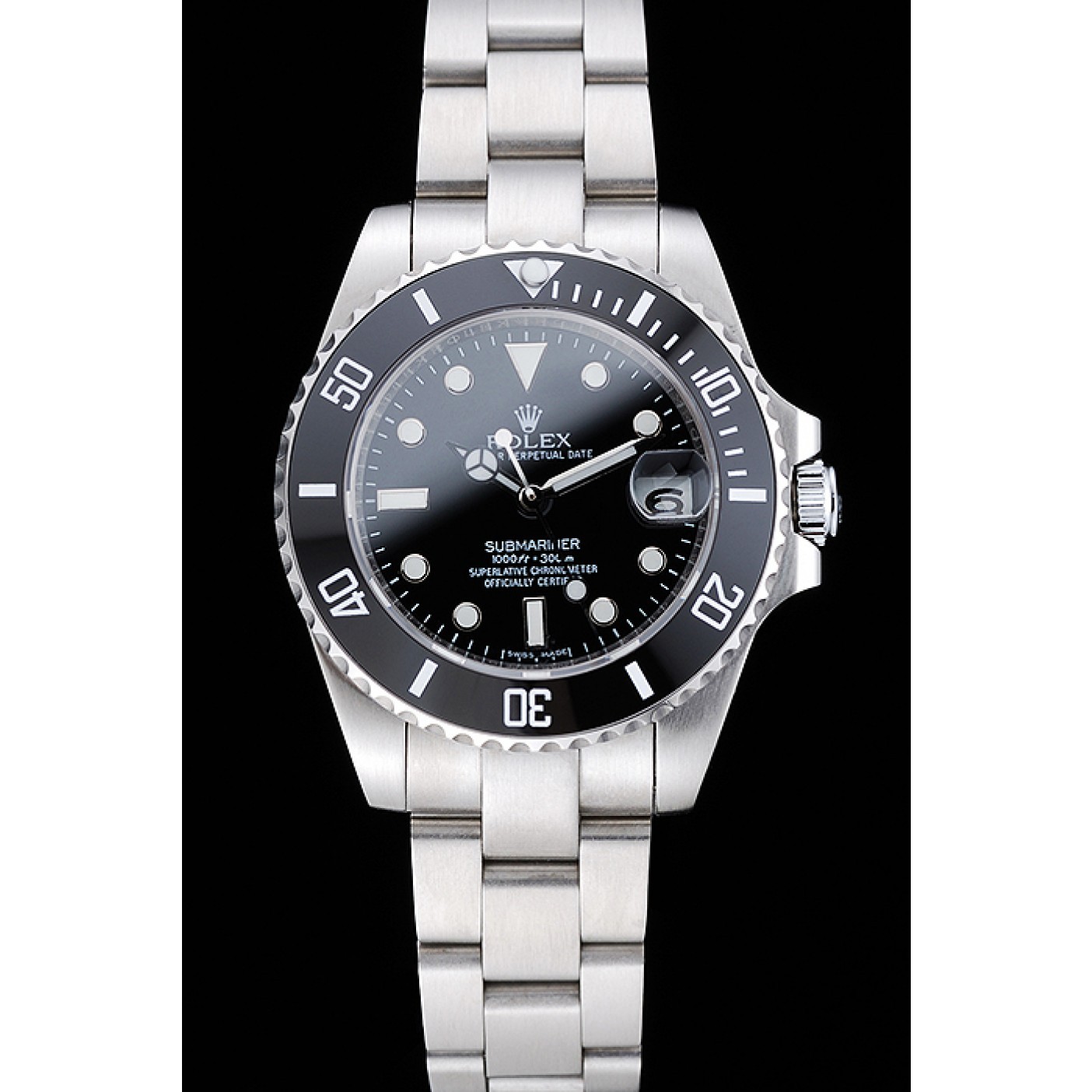 RepTime Watches Rolex Submariner Date Black Dial Stainless Steel Bracelet 1454153