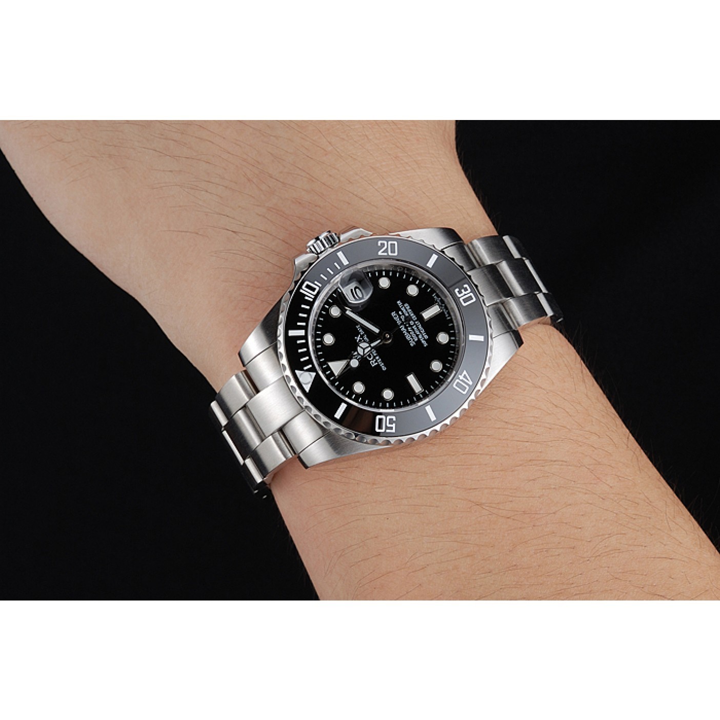 RepTime Watches Rolex Submariner Date Black Dial Stainless Steel Bracelet 1454153