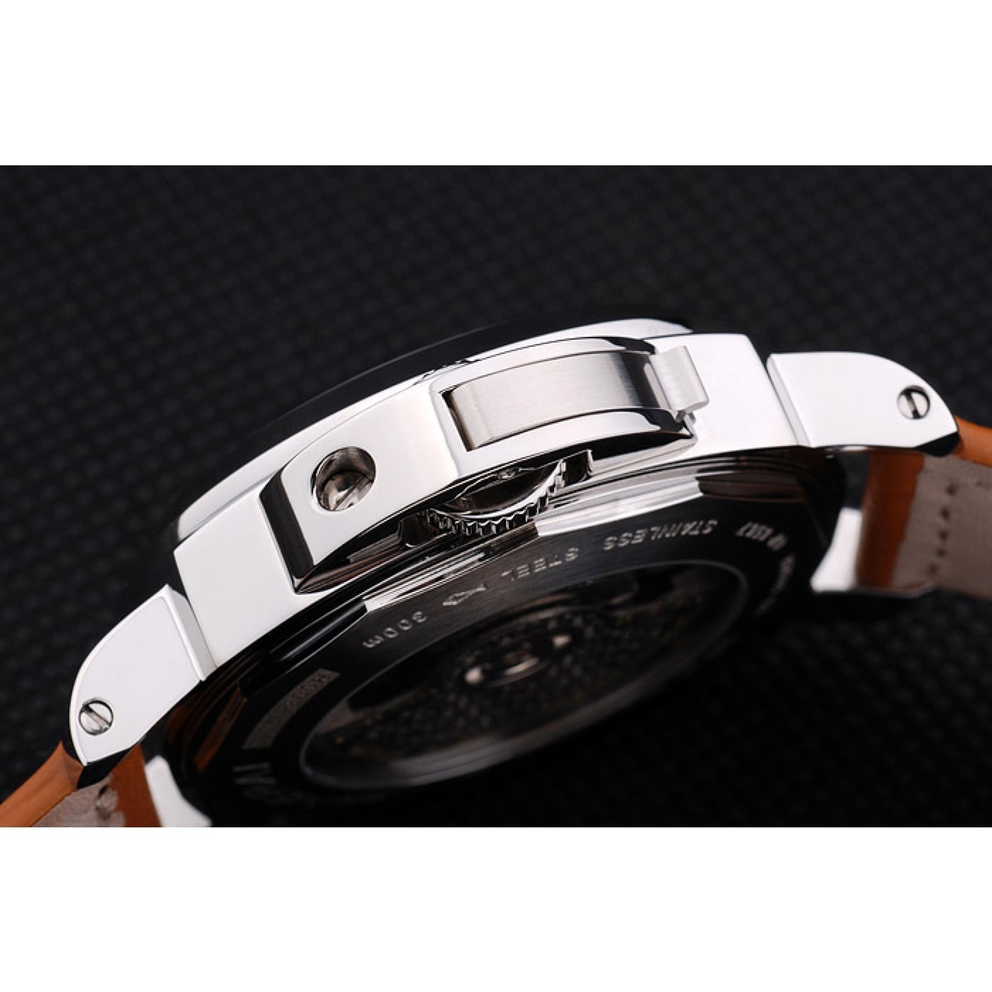 Panerai Luminor Power Reserve Black Dial Steel Case Brown Leather Bracelet