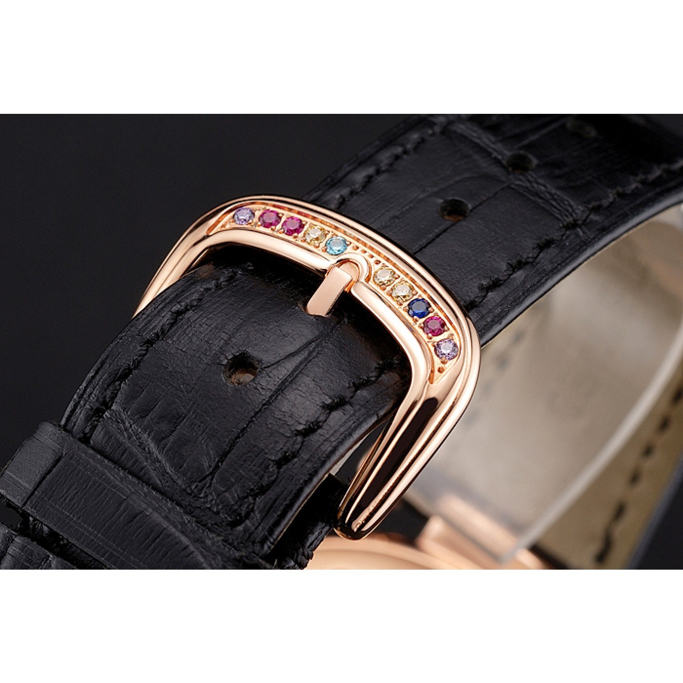 Franck Muller Double Mistery 4 Saisons Black Dial Rose Gold Case Black Leather Strap