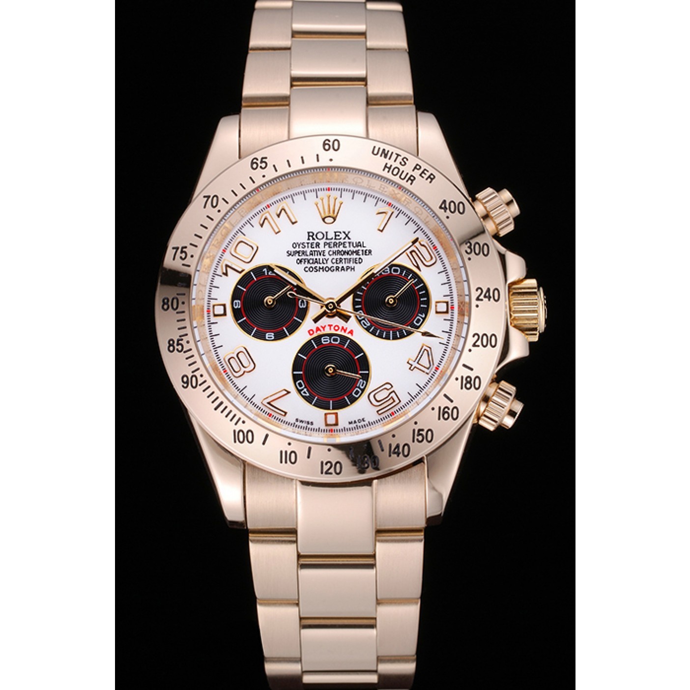 Rolex Cosmograph Daytona White with Black Subdials Gold Bracelet 622548