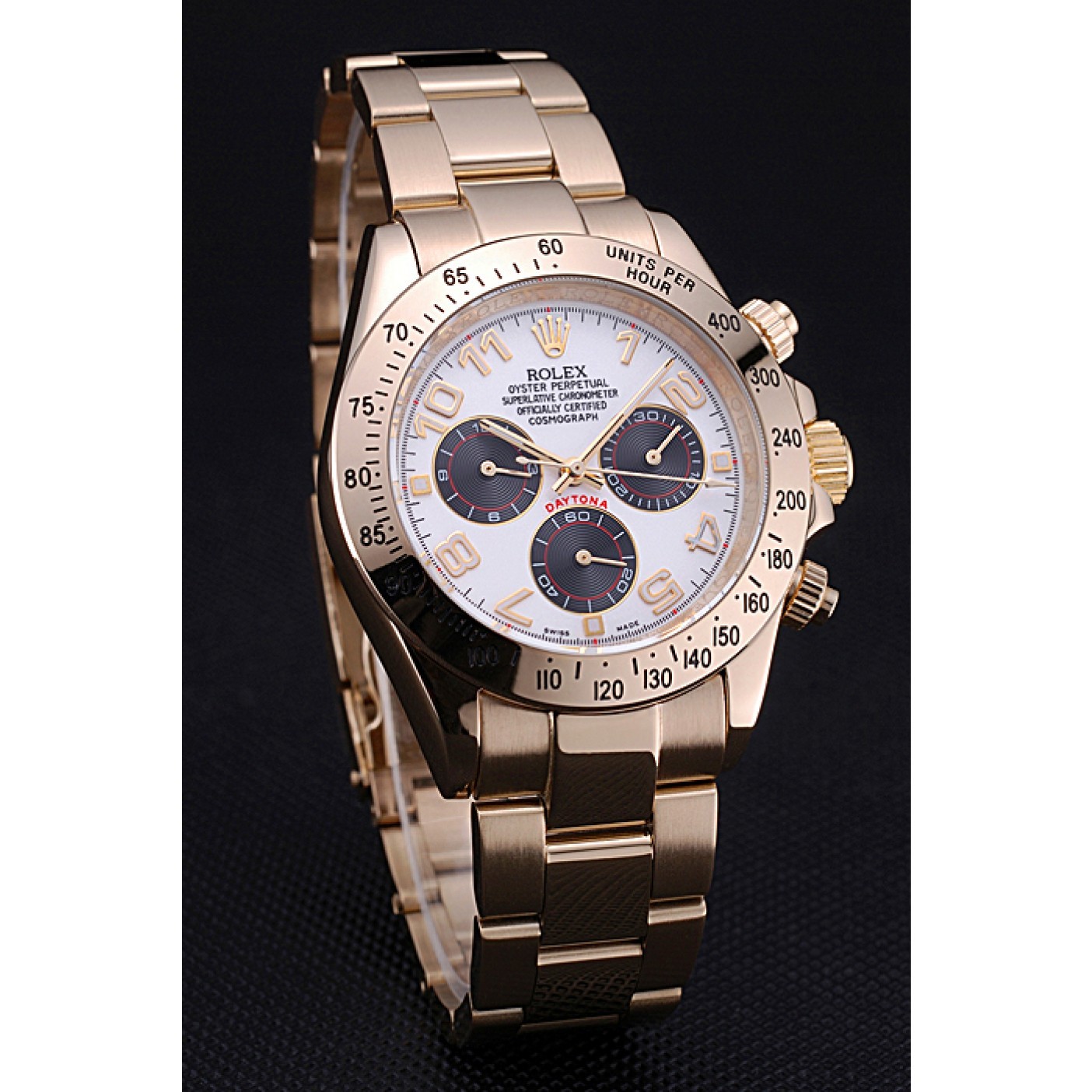 Rolex Cosmograph Daytona White with Black Subdials Gold Bracelet 622548