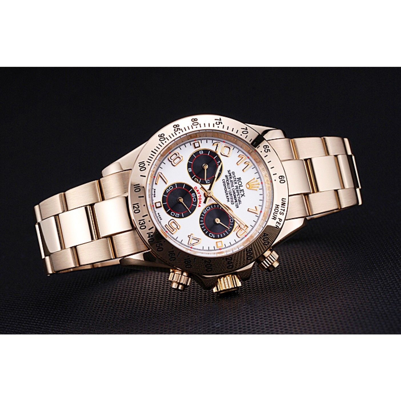 Rolex Cosmograph Daytona White with Black Subdials Gold Bracelet 622548