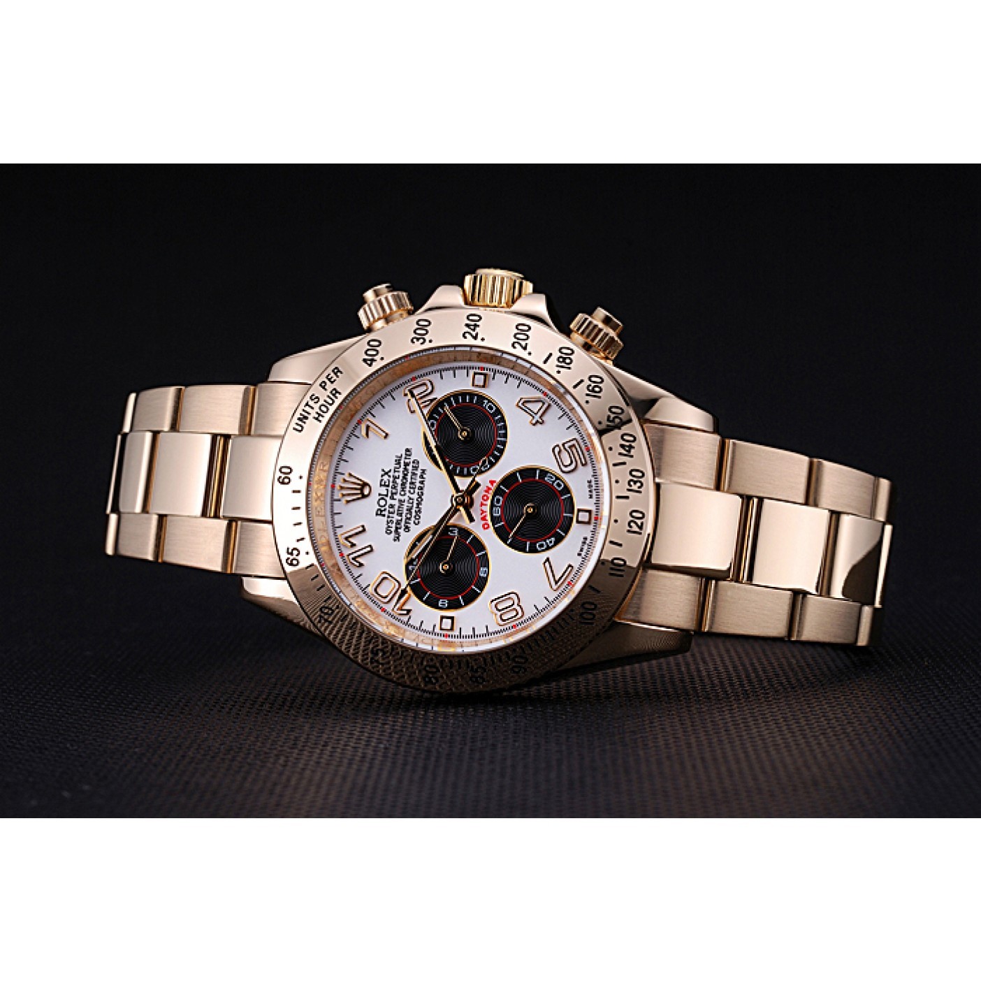 Rolex Cosmograph Daytona White with Black Subdials Gold Bracelet 622548