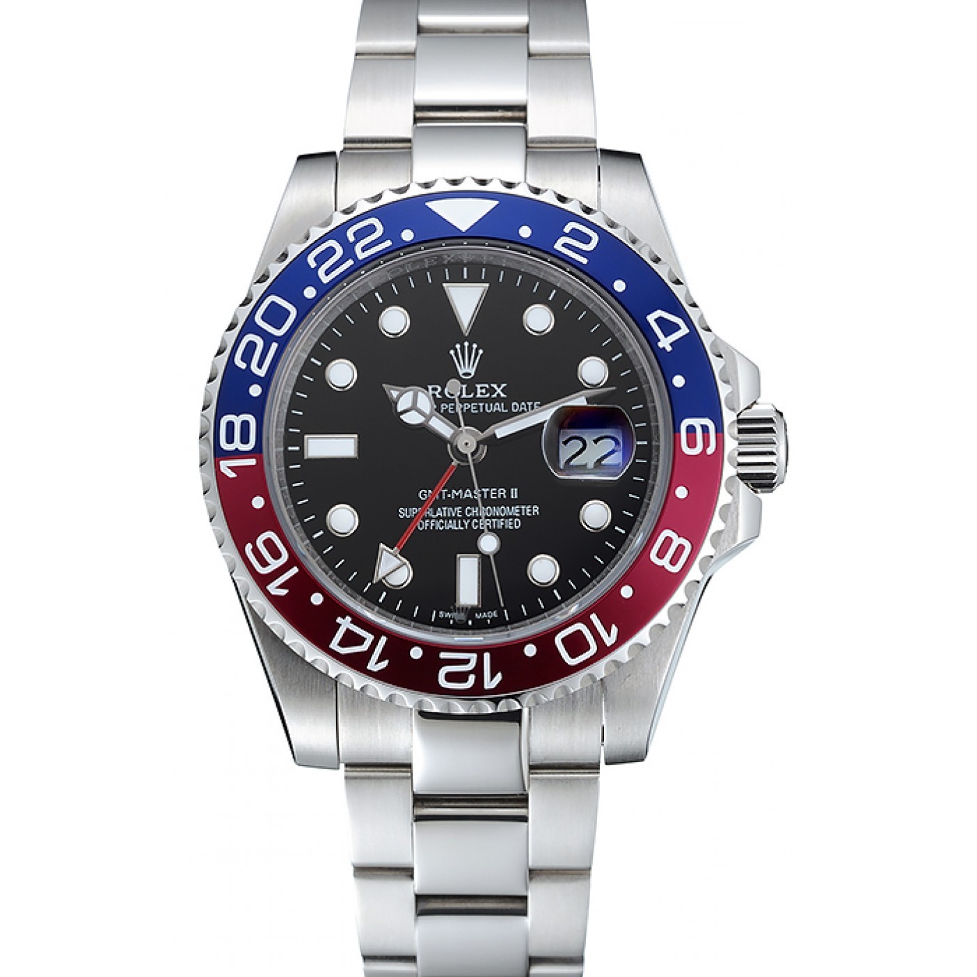 RepTime Watches Rolex GMT Master II Blue Rose Red Bezel Black Dial Watch