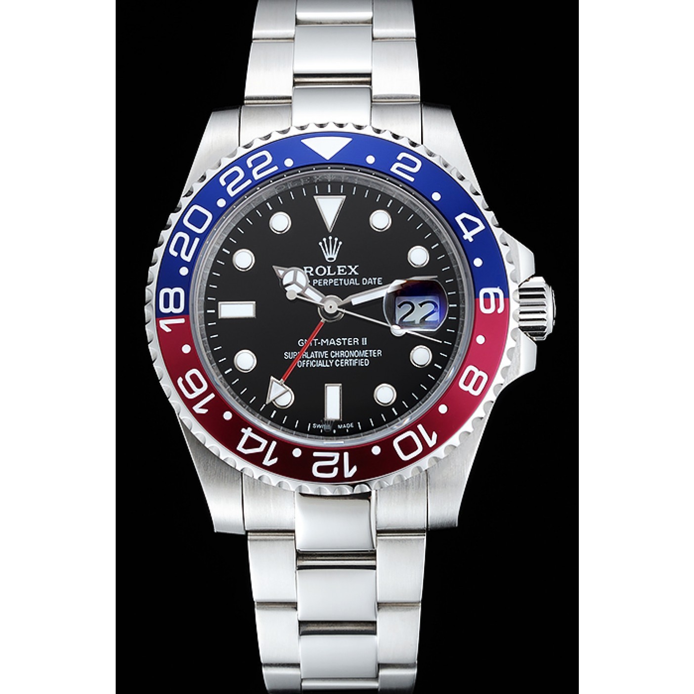 RepTime Watches Rolex GMT Master II Blue Rose Red Bezel Black Dial Watch