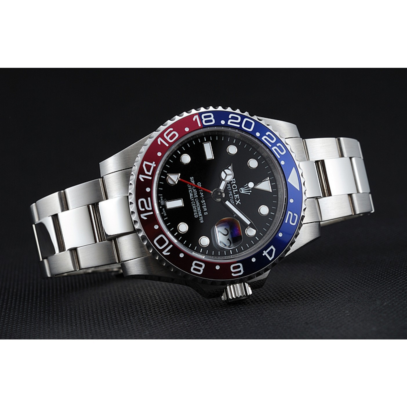 Rolex GMT Master II Blue Rose Red Bezel Black Dial Watch