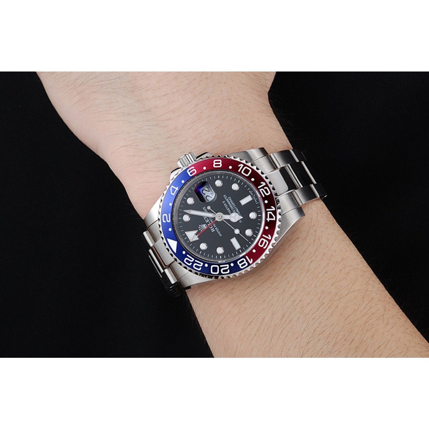 Rolex GMT Master II Blue Rose Red Bezel Black Dial Watch