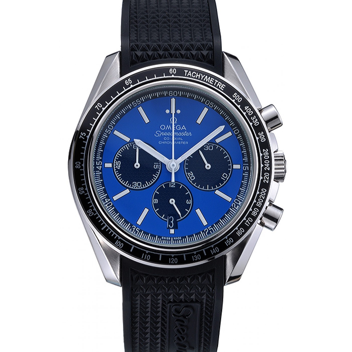 Omega Speedmaster Black Rubber Strap Blue Dial 622043