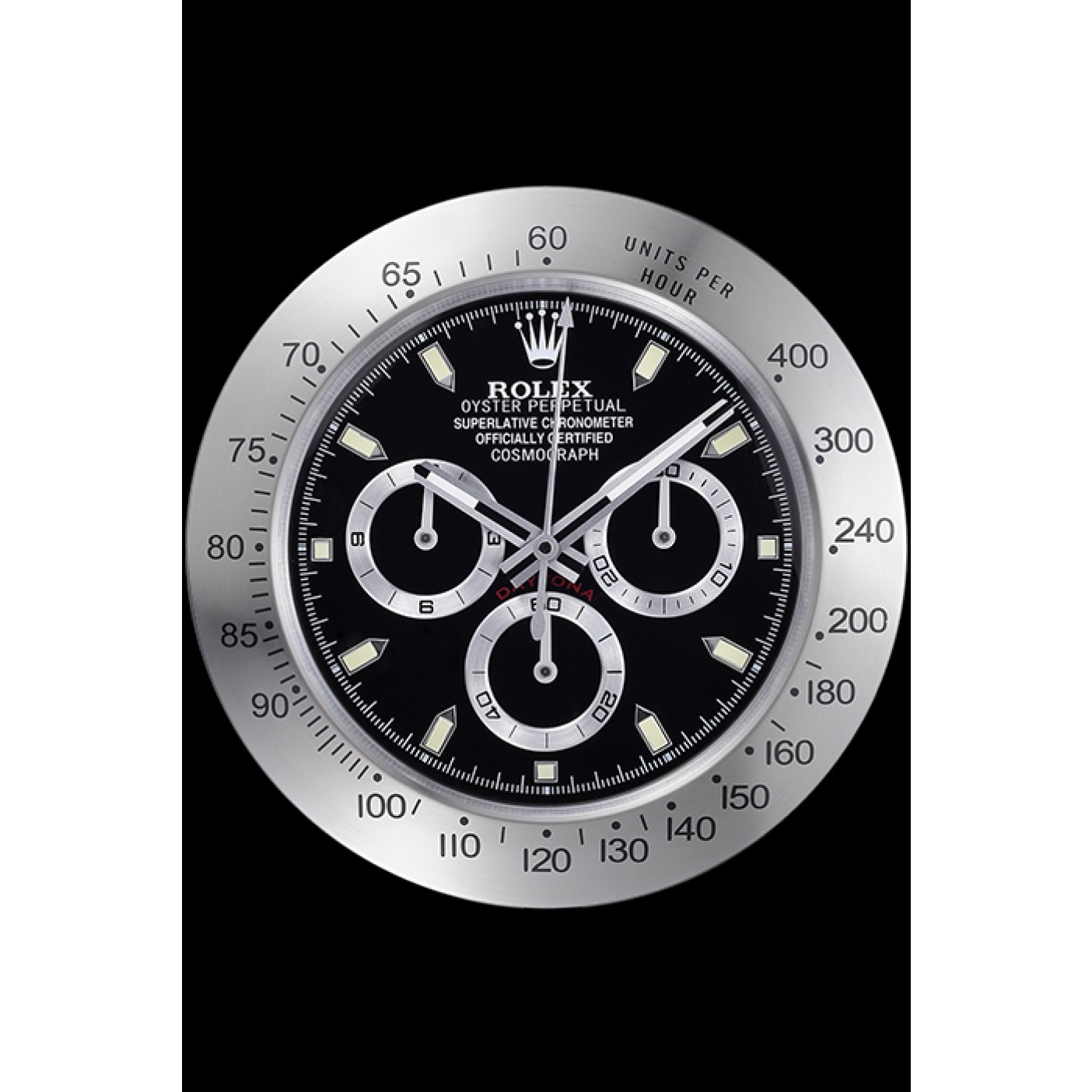 RepTime Watches Rolex Daytona Cosmograph Wall Clock Silver-Black 621909