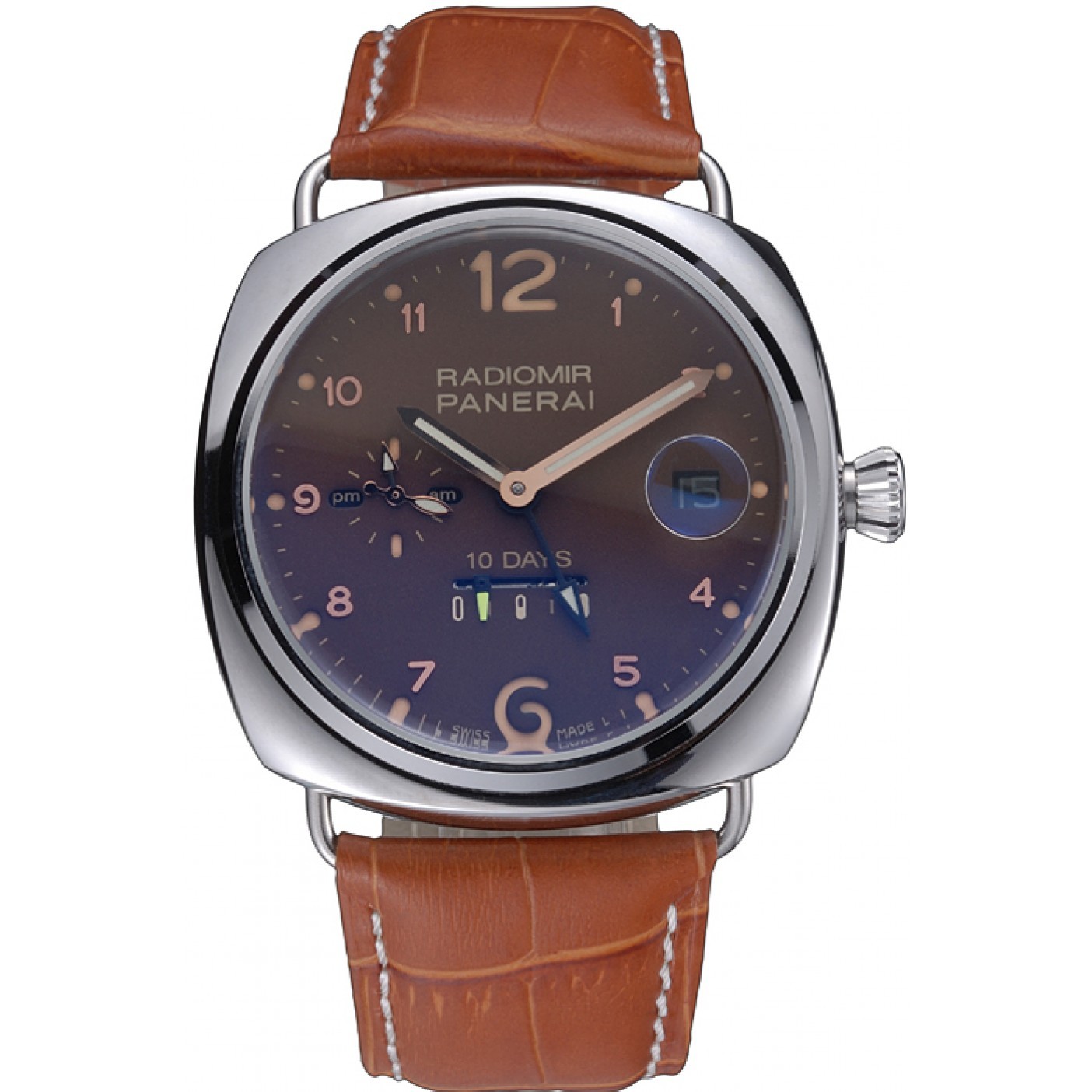 Panerai Radiomir Stainless Steel Bezel Cognac Leather Bracelet 622327