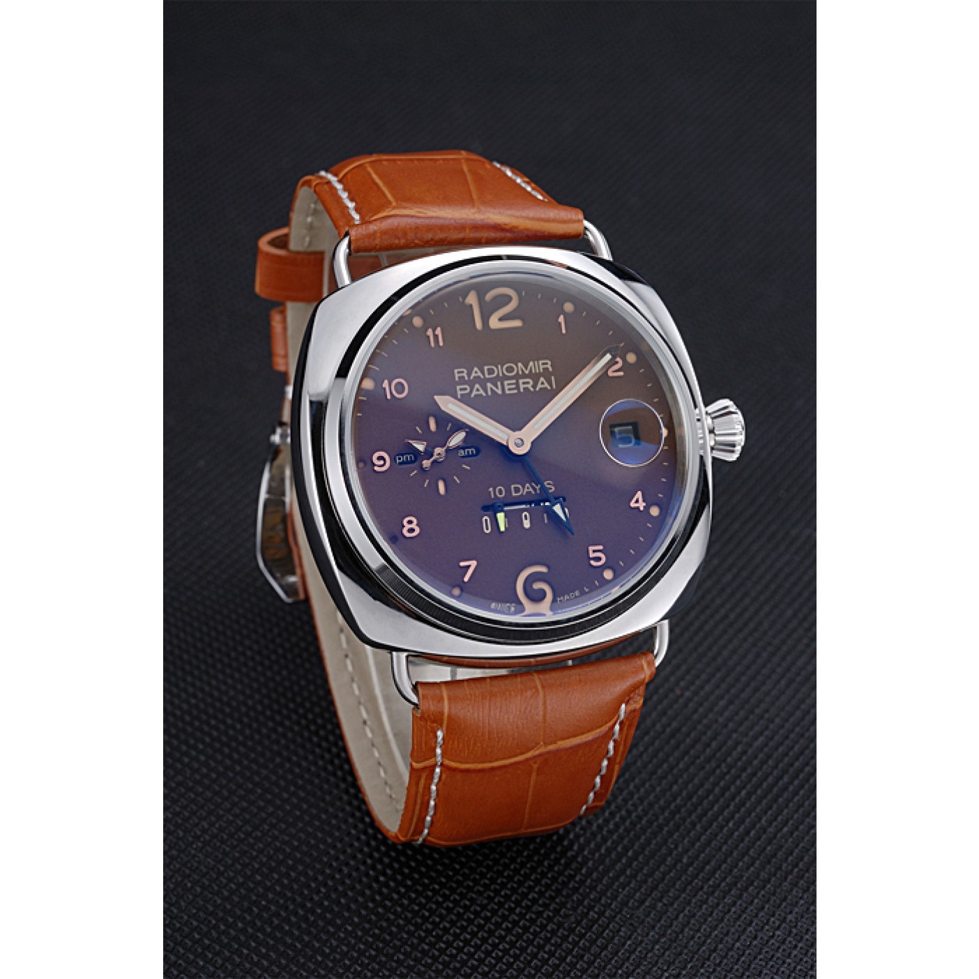 Panerai Radiomir Stainless Steel Bezel Cognac Leather Bracelet 622327