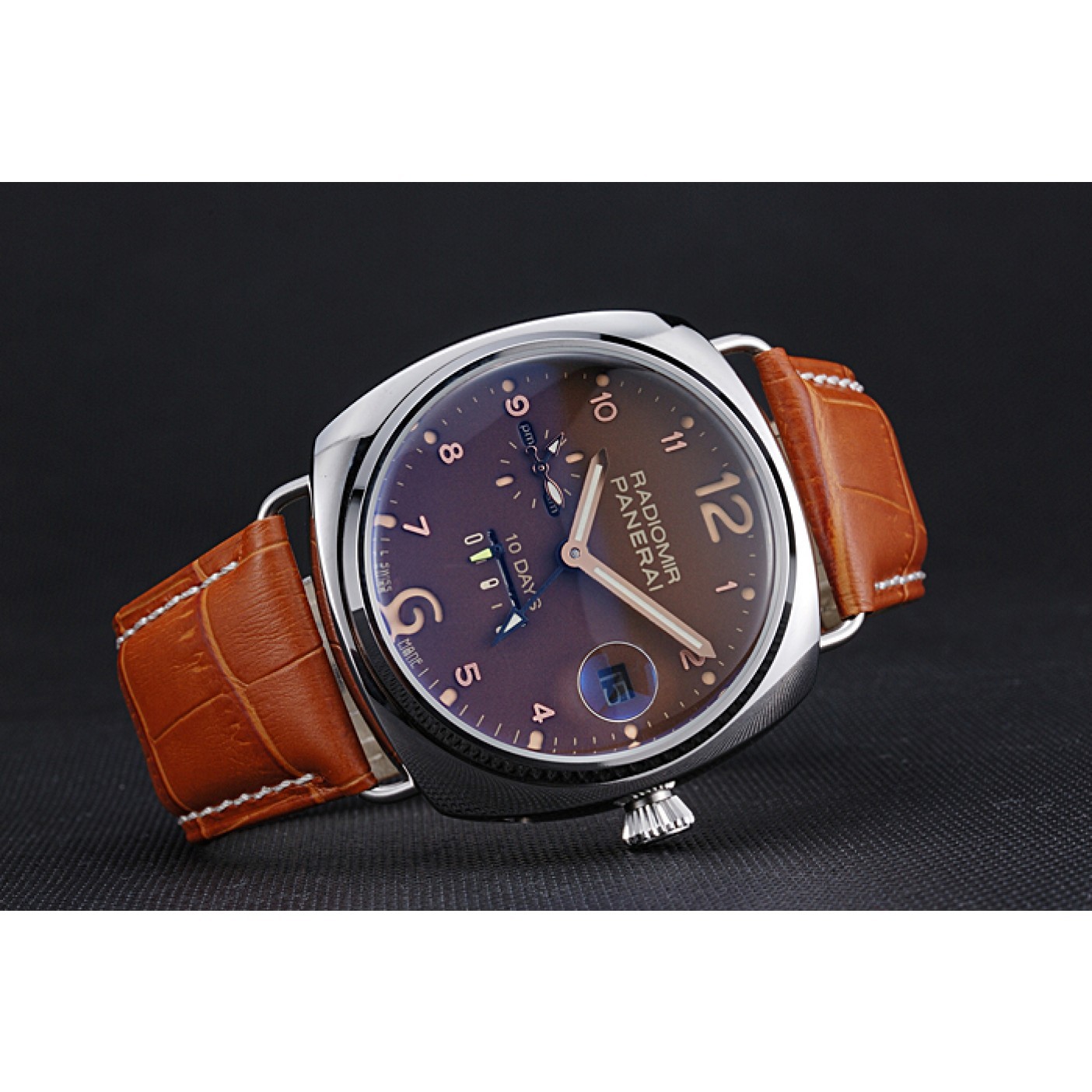 Panerai Radiomir Stainless Steel Bezel Cognac Leather Bracelet 622327