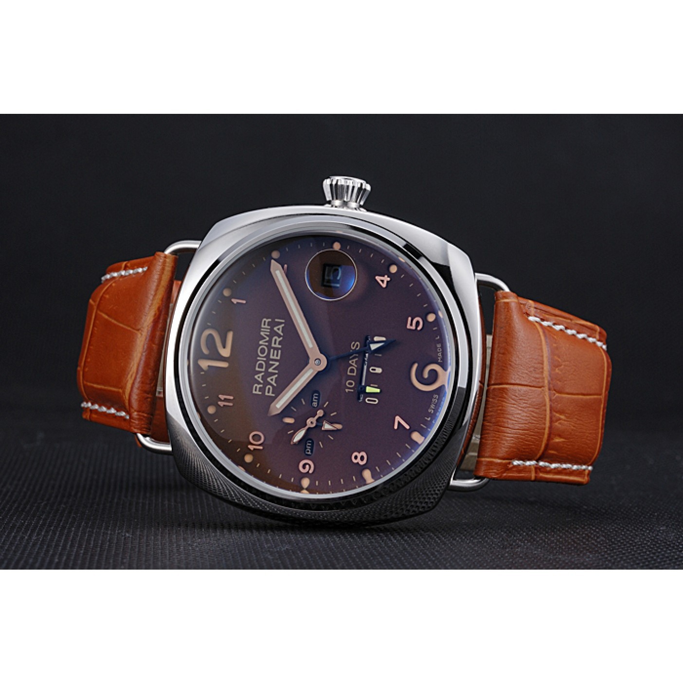 Panerai Radiomir Stainless Steel Bezel Cognac Leather Bracelet 622327