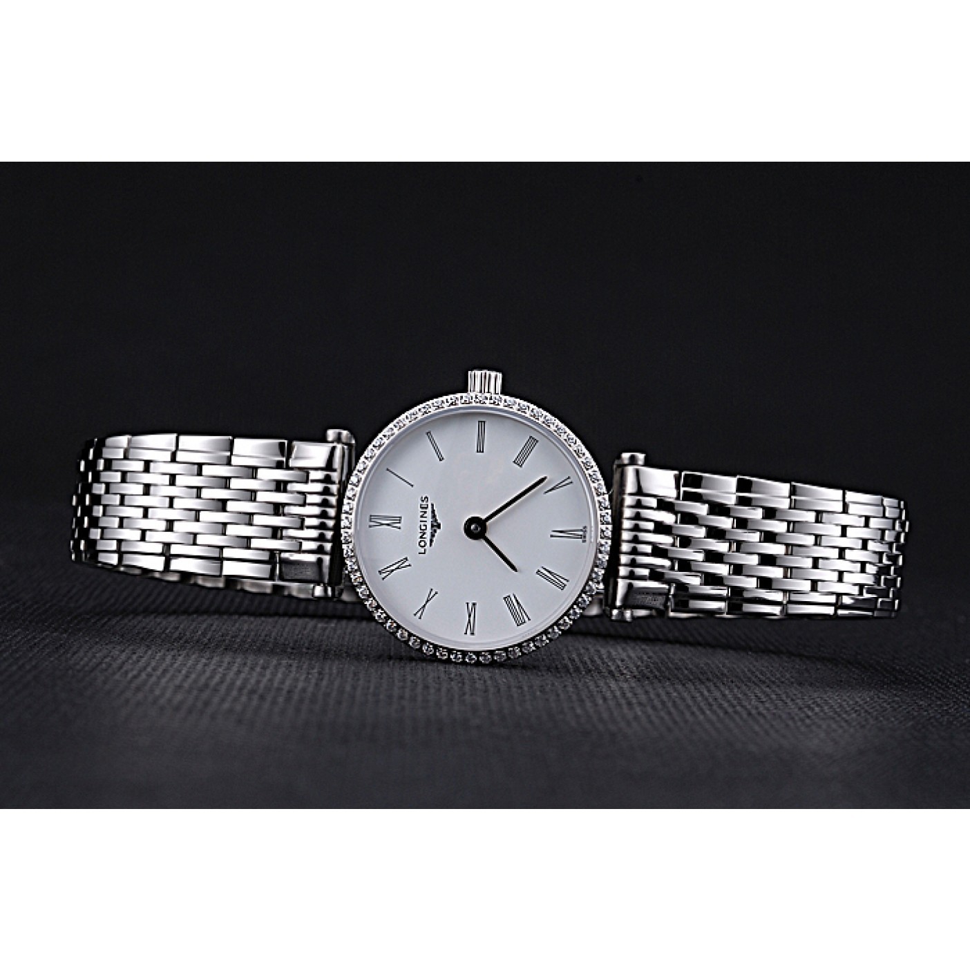 Longines La Grande Classique Stainless Steel White Dial Diamond Bezel Femme 622110