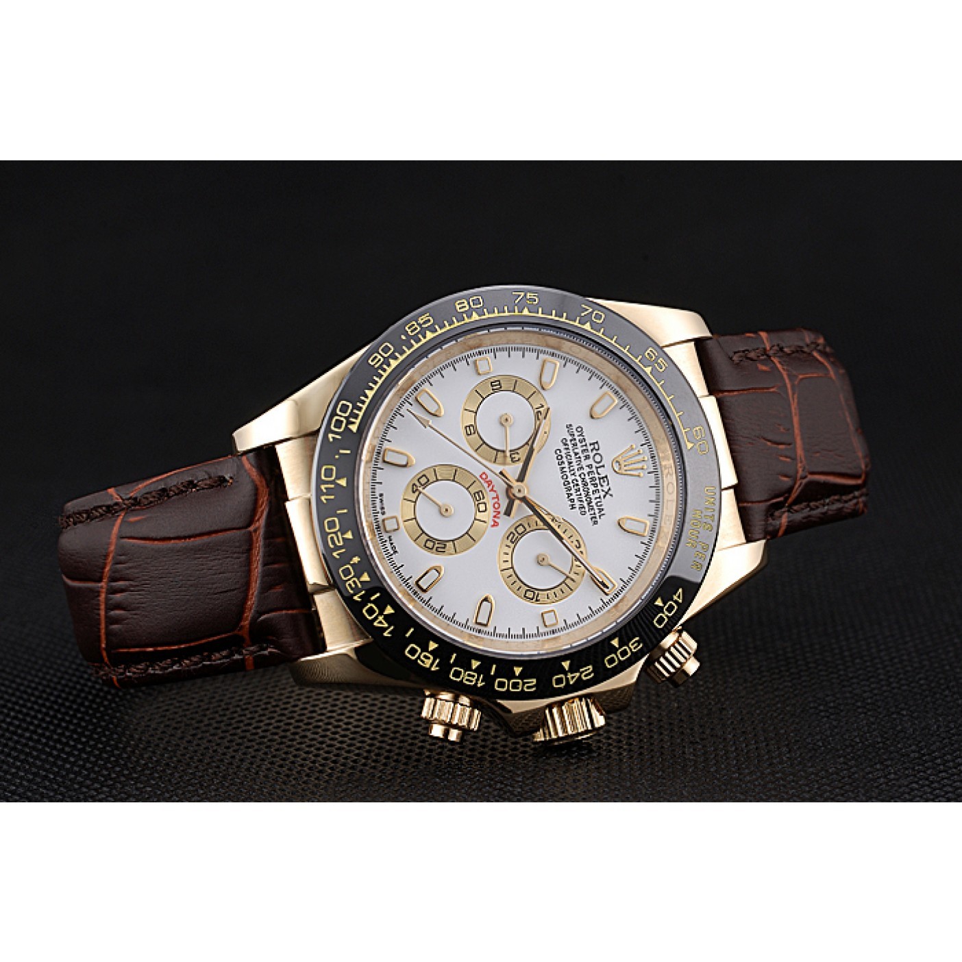 Rolex Cosmograph Daytona Gold Case White Dial Brown Leather Bracelet 622633