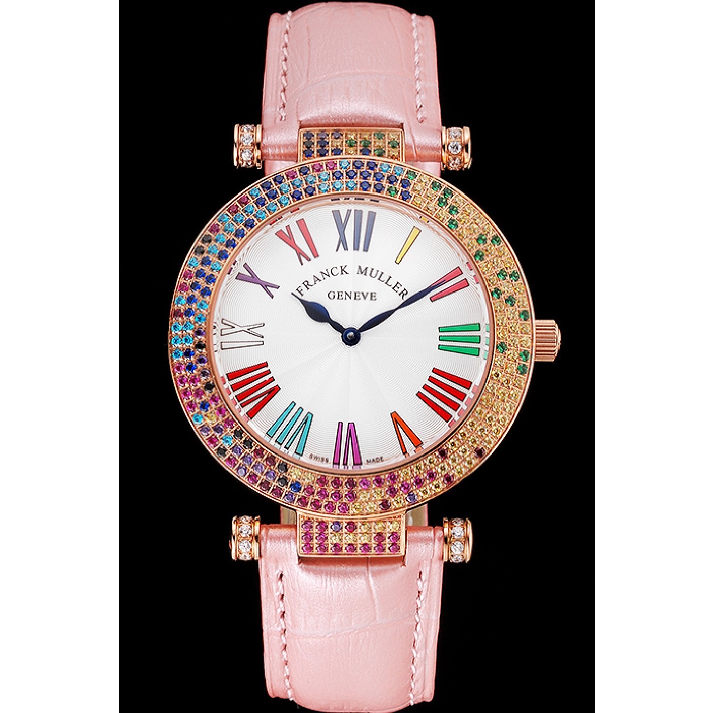 Franck Muller Double Mistery 4 Saisons White Dial Rose Gold Case Light Pink Leather Strap